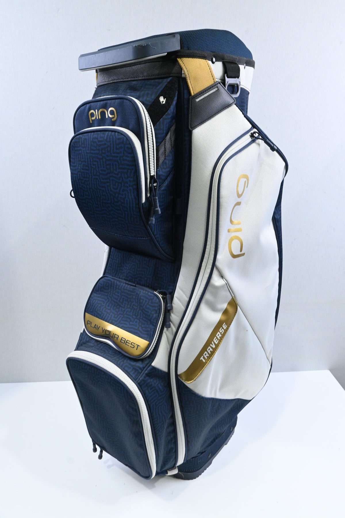 Ping Traverse Cart Bag / 14-Way / Navy, White, Gold