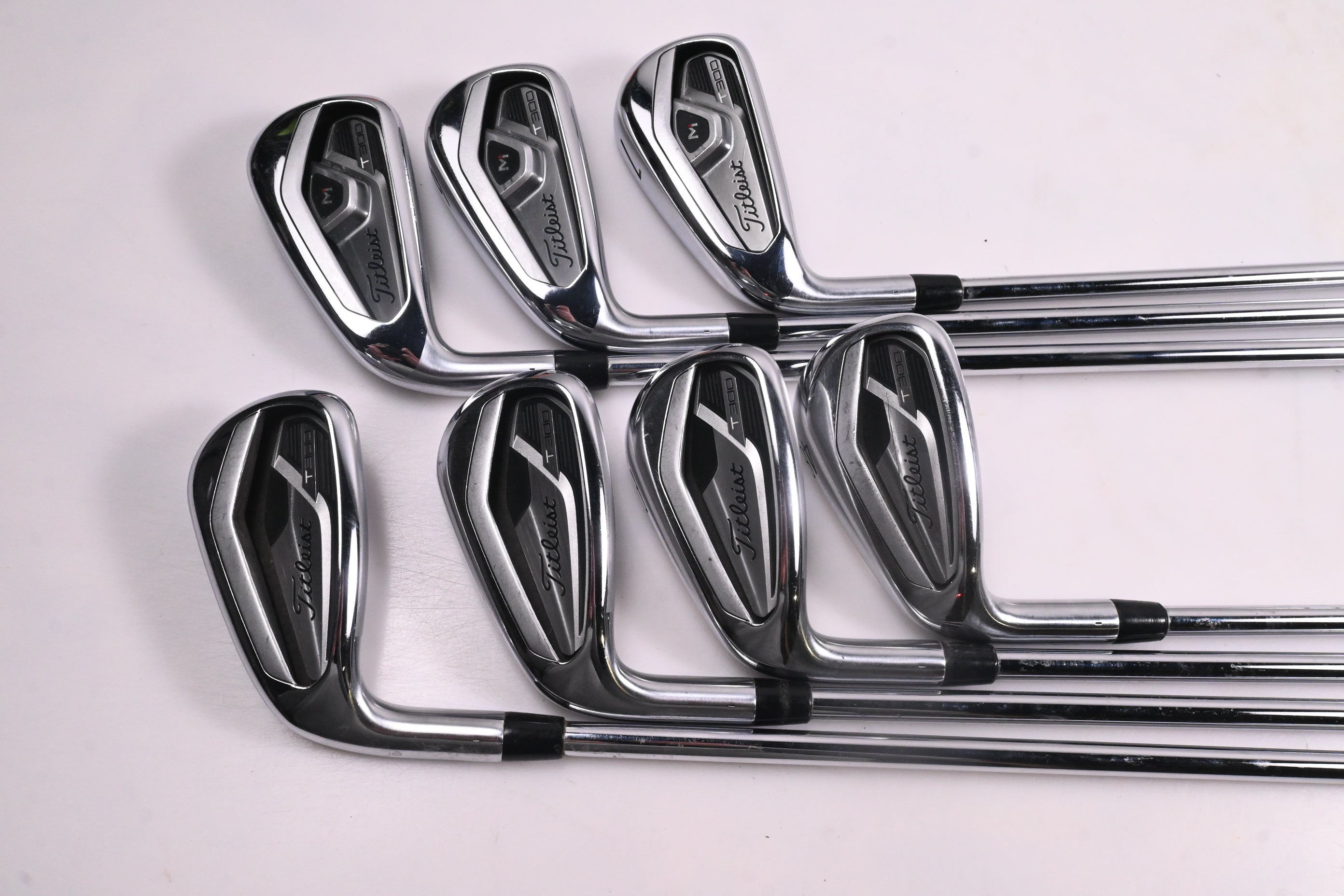 Left Hand Titleist T300 2021 Irons / 5-PW+48° / Regular Flex AMT Red R300 Shafts