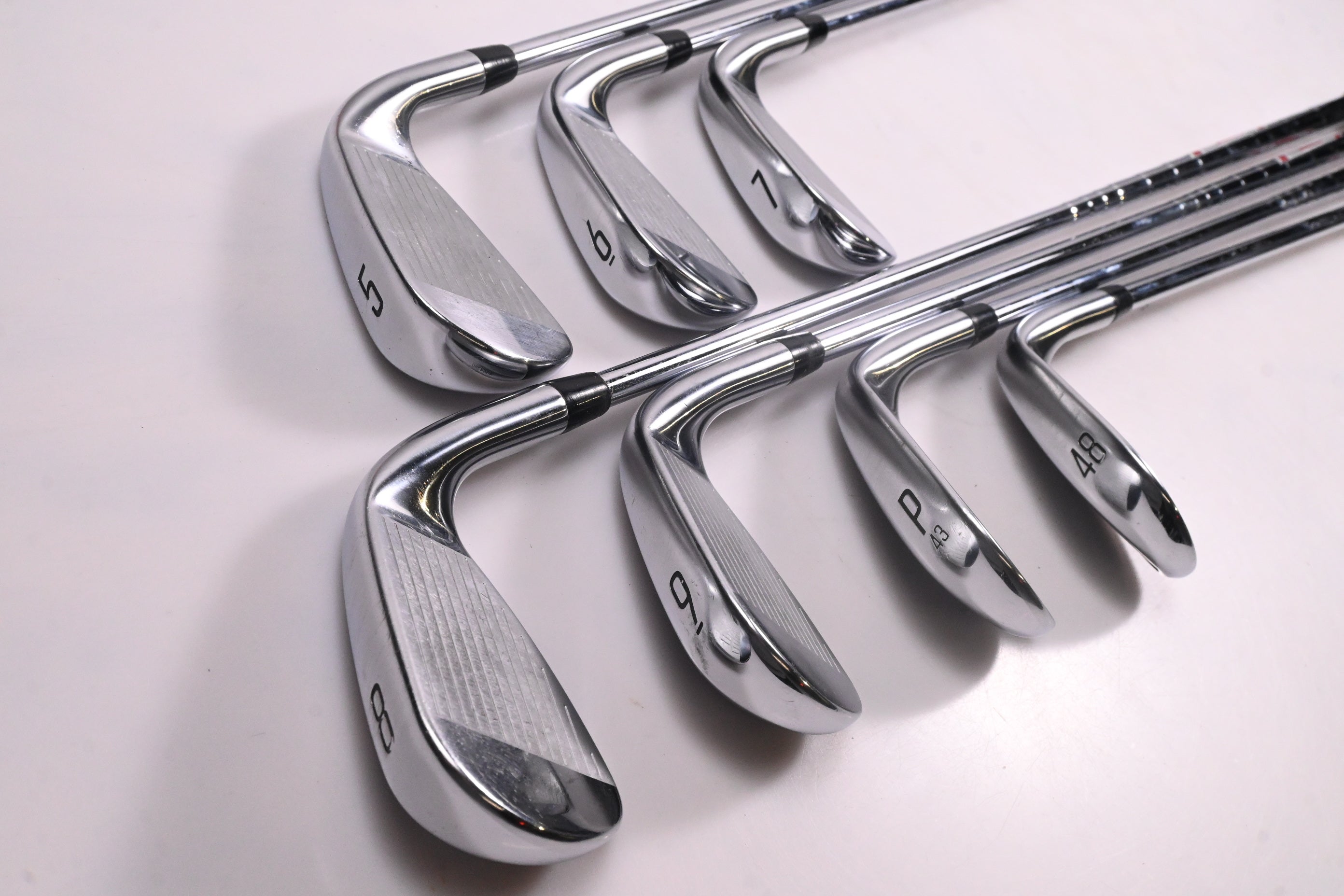 Left Hand Titleist T300 2021 Irons / 5-PW+48° / Regular Flex AMT Red R300 Shafts