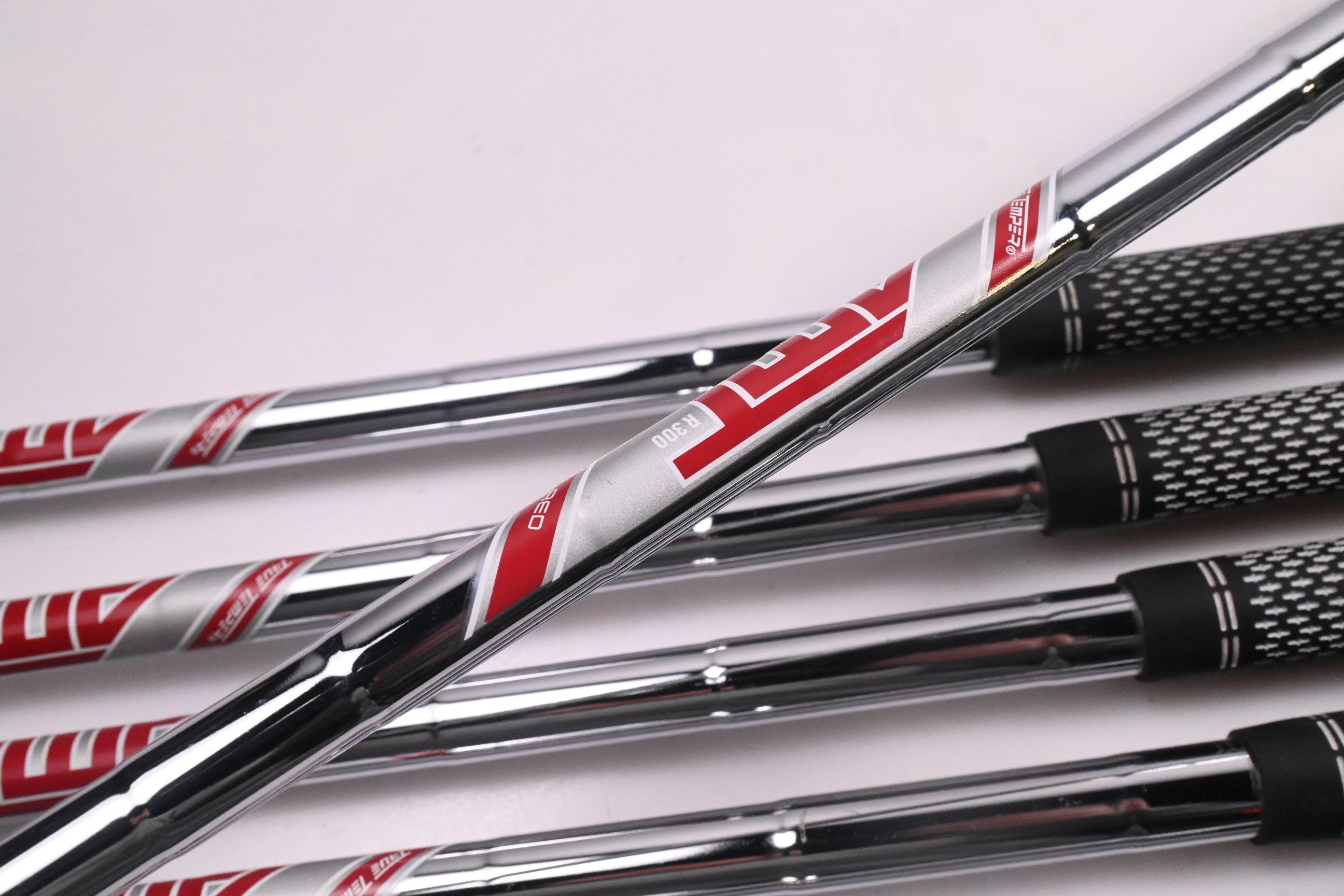 Left Hand Titleist T300 2021 Irons / 5-PW+48° / Regular Flex AMT Red R300 Shafts