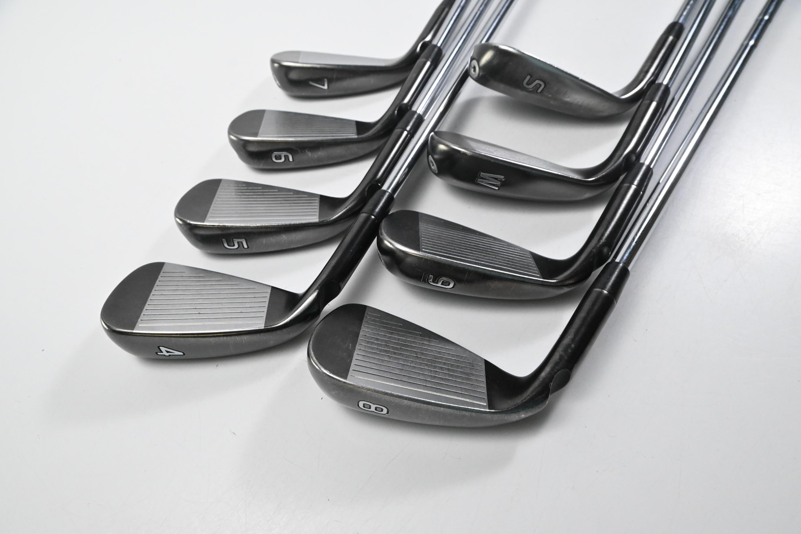 Ping G710 Irons / 4-PW+SW / Green Dot / Stiff Flex Ping AWT 2.0 Shafts