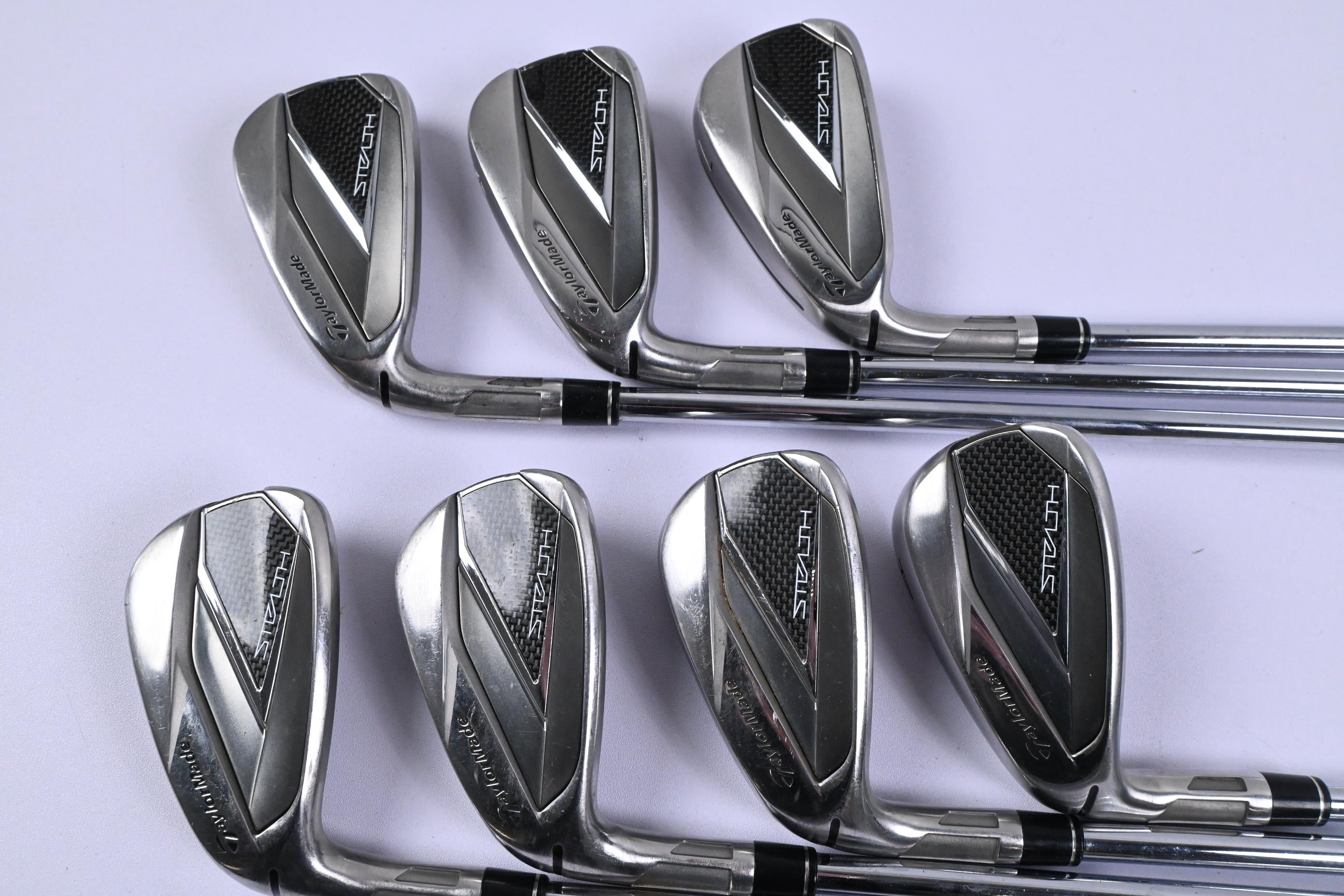 Left Hand Taylormade Stealth Irons / 5-PW+GW / Regular Flex KBS Max MT 85 Shafts