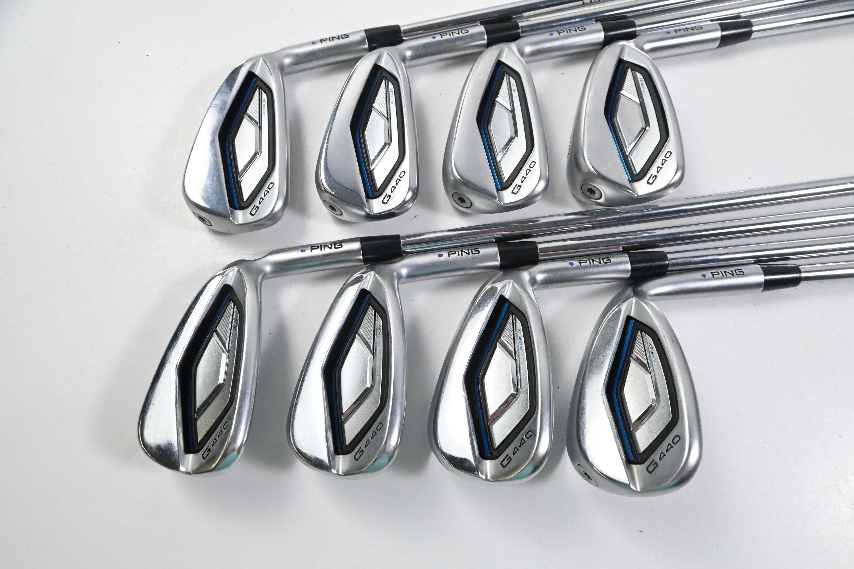 Ping G440 Irons / 5-PW+GW+SW / Blue Dot / Regular Flex Ping AWT 3.0 Shafts
