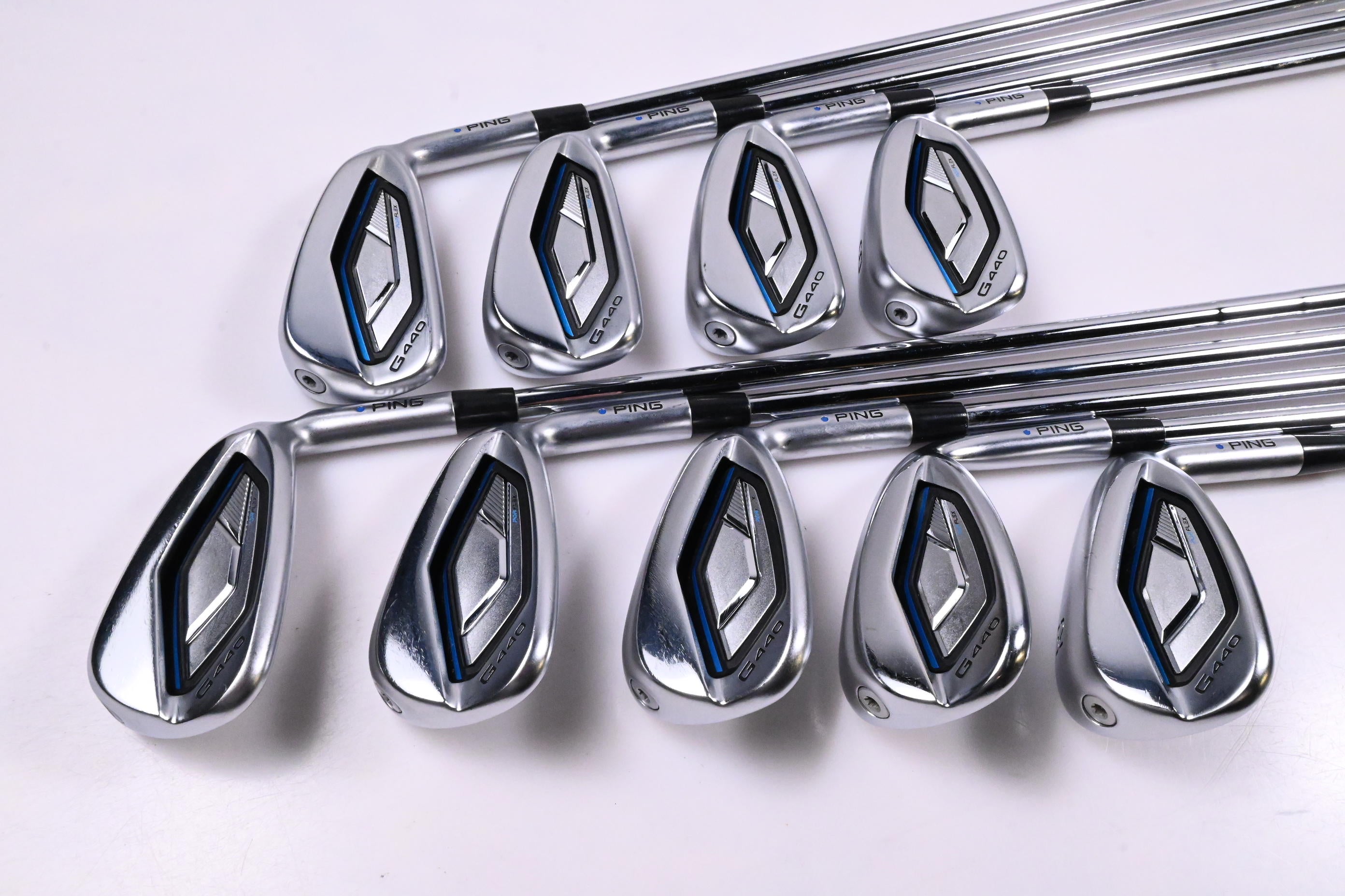 Ping G440 Irons / 5-PW+GW+52°+56° / Blue Dot / Regular Flex Ping AWT 3.0