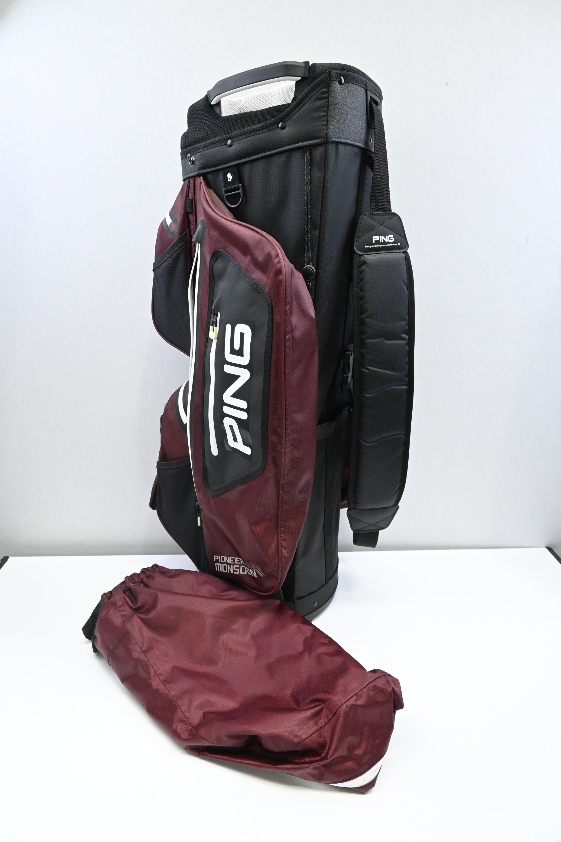 Ping Pioneer Monsoon Cart Bag / 14-Way / Burgundy, Black