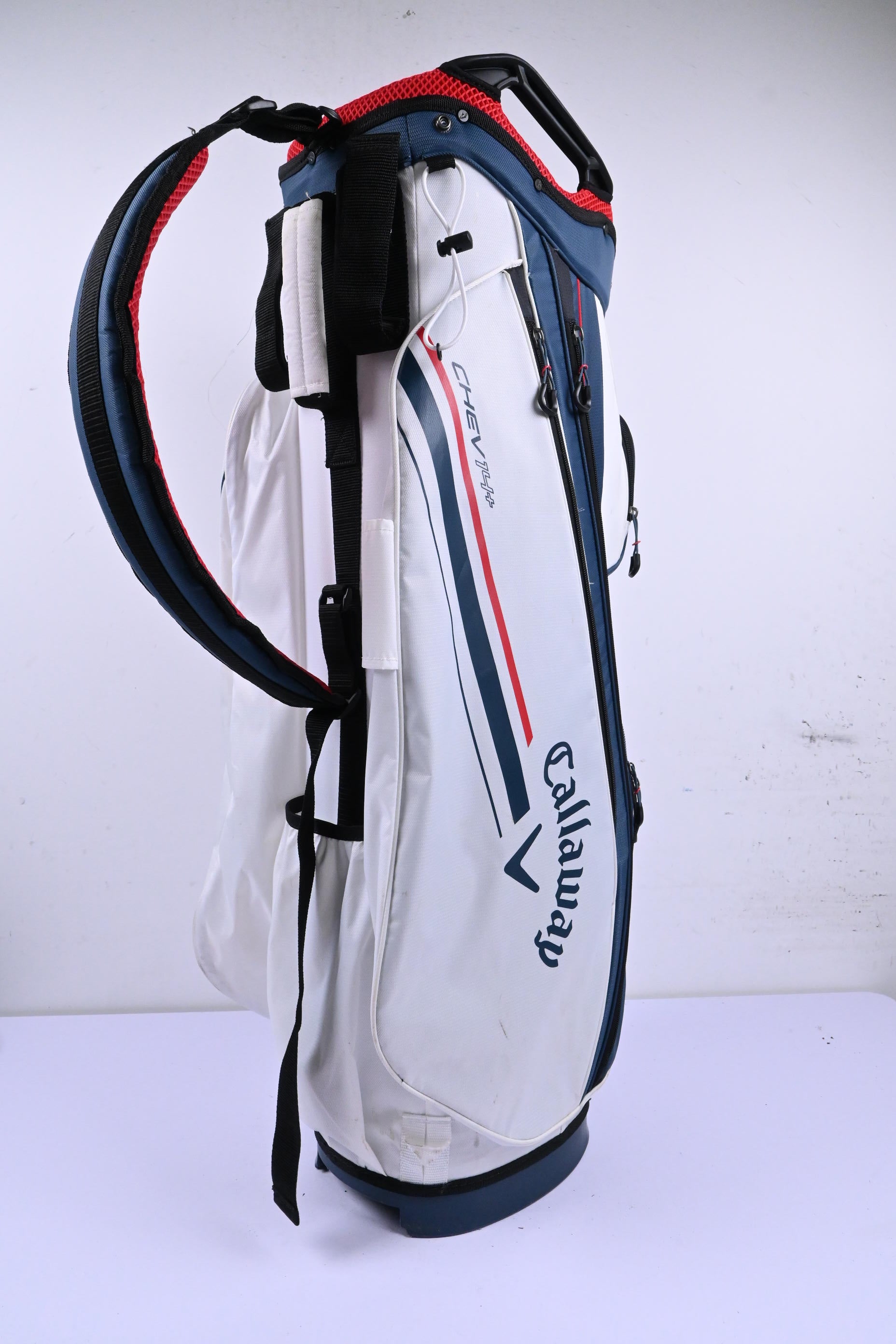 Callaway CHEV 14+ Stand Bag / 14-Way Divider / White, Blue & Red