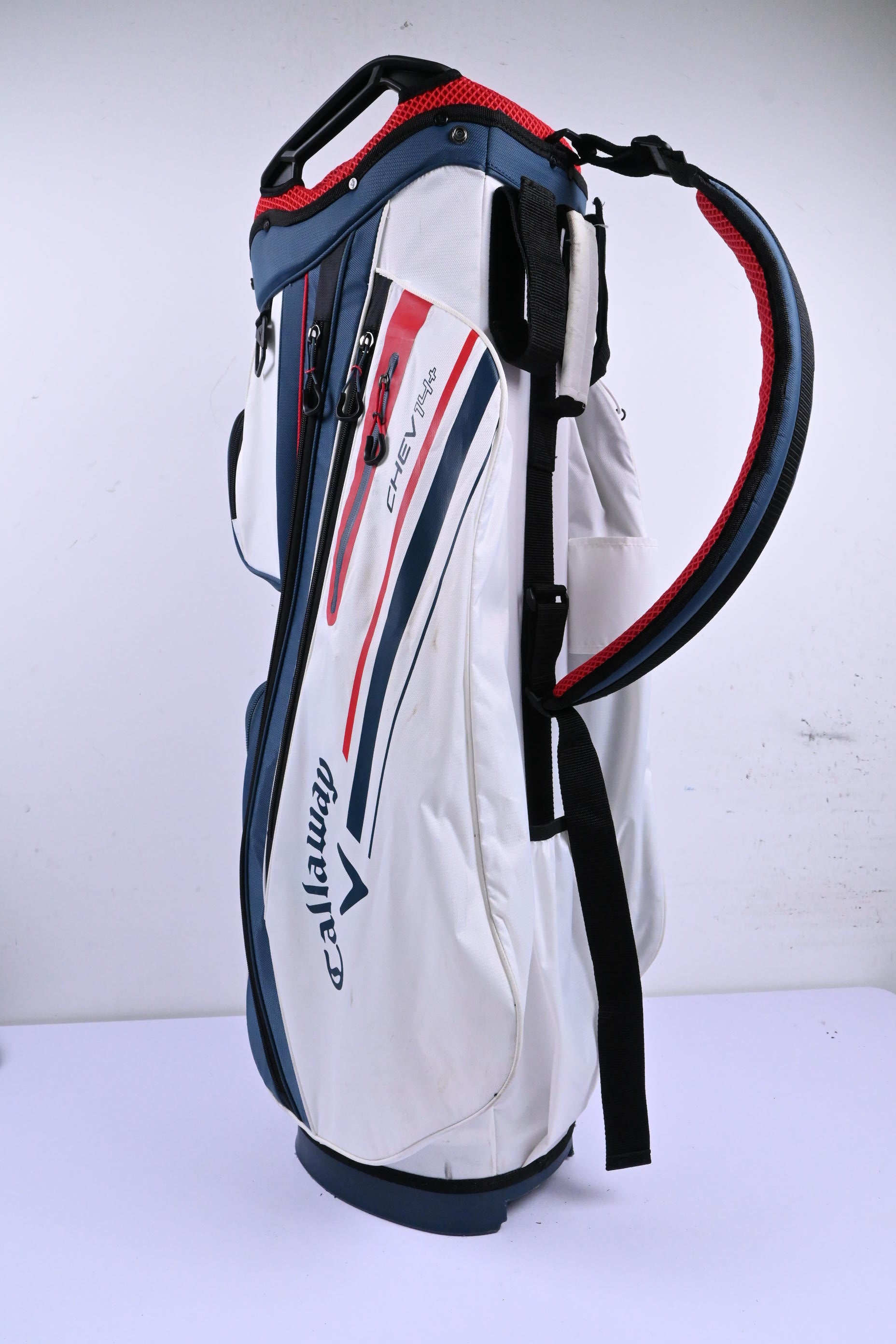 Callaway CHEV 14+ Stand Bag / 14-Way Divider / White, Blue & Red