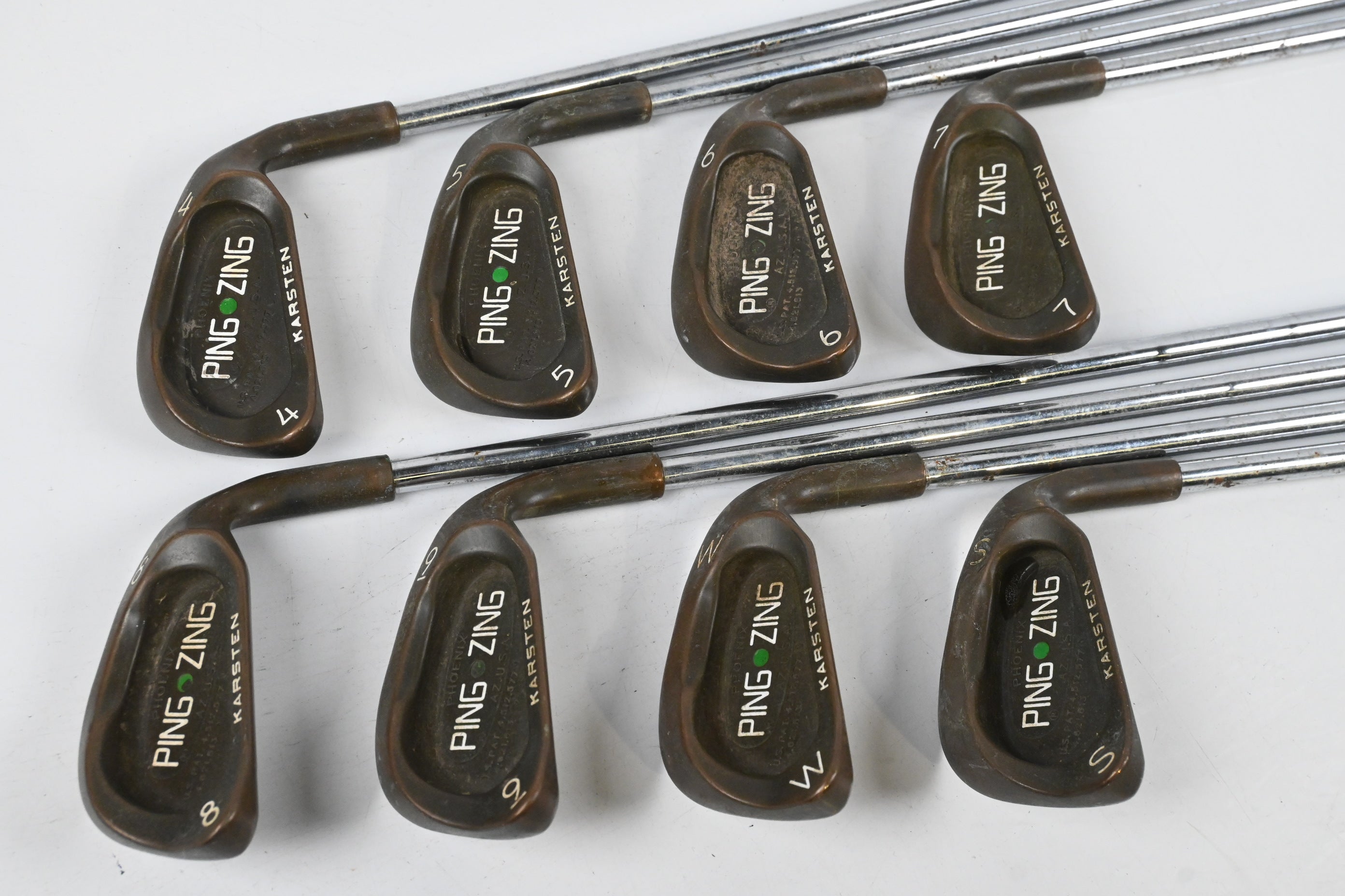 Ping Zing BeCu Irons / 4-PW+SW / Green Dot / Stiff Flex Ping Karsten Shafts