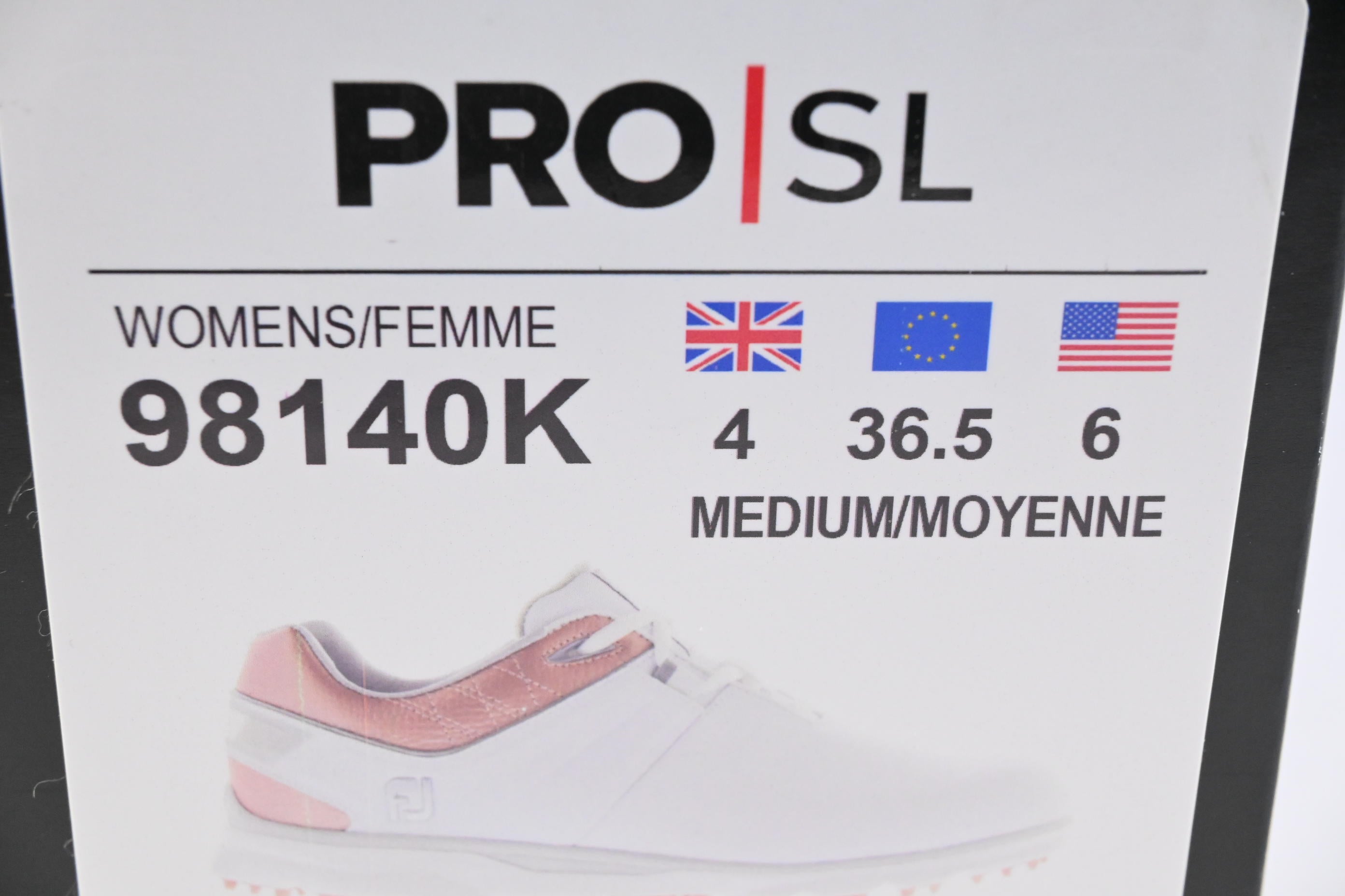 Ladies FootJoy Pro SL Golf Shoes / Size UK 8 / White, Pink