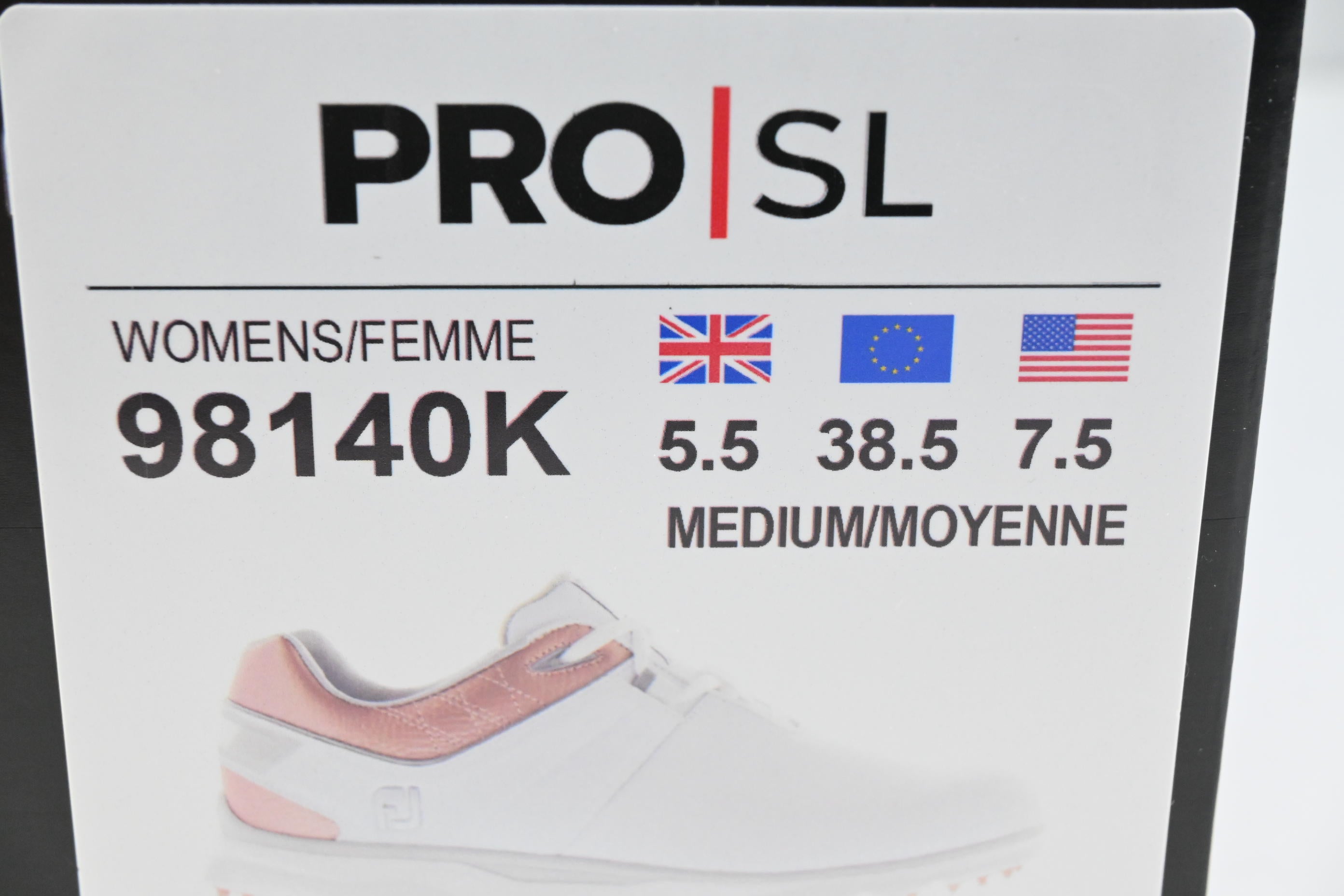 Ladies FootJoy Pro SL Golf Shoes / Size UK 5.5 / White, Pink