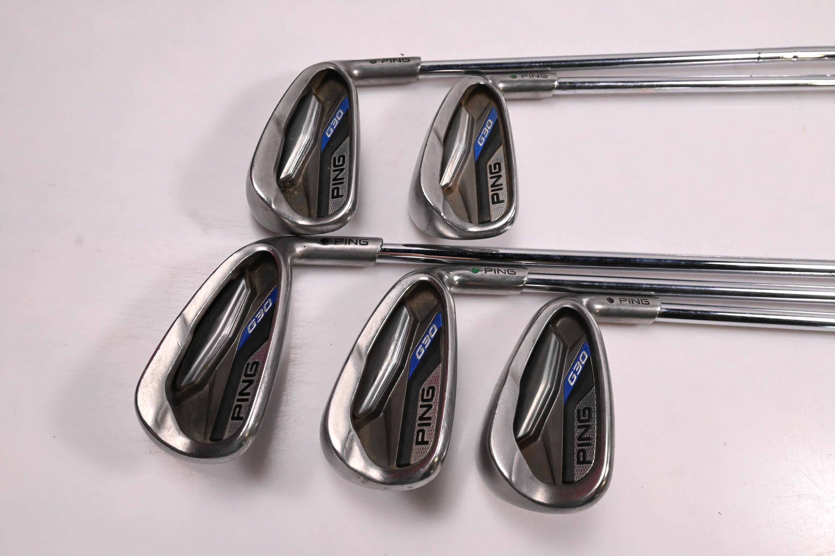 Ping G30 Irons / 6-PW / Green Dot / Regular Flex Ping CFS Distance Shafts