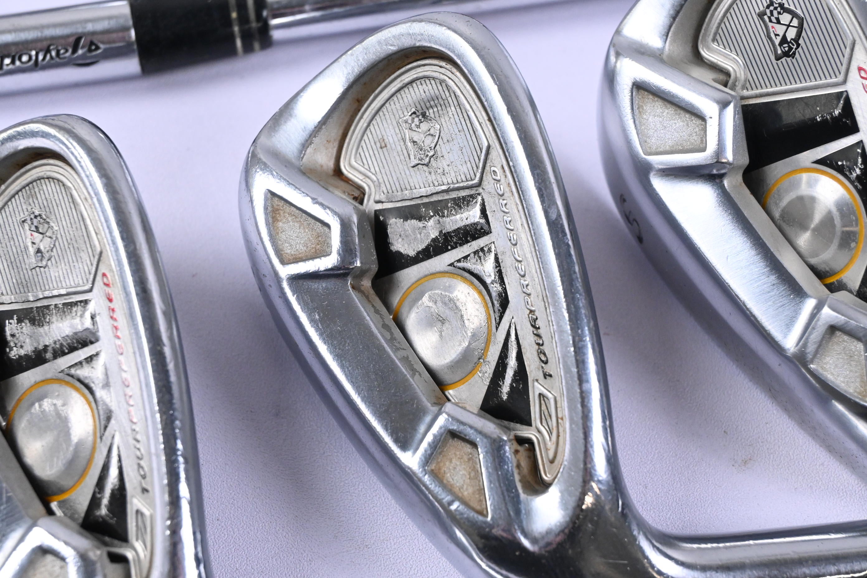 Left Hand Taylormade Tour Preferred TP 2009 Irons / 3-PW+SW / Stiff Flex Shafts