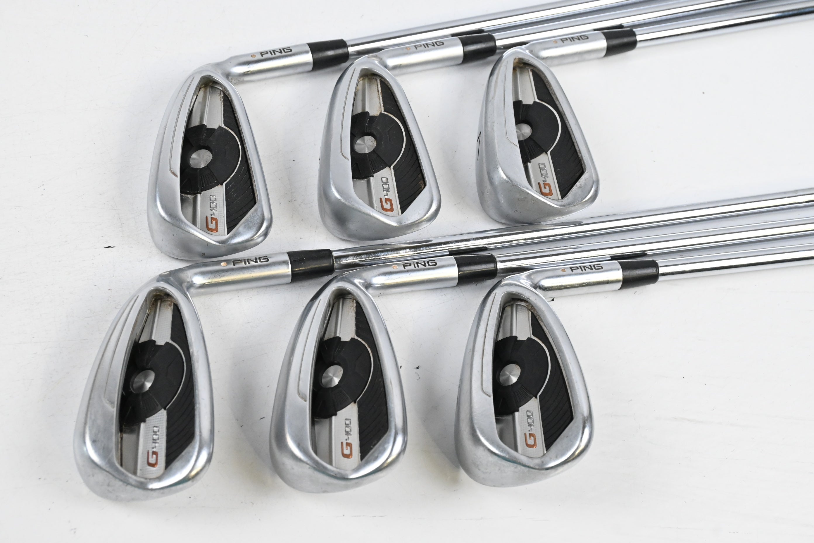Ping G400 Irons / 5-PW / White Dot / Regular Flex Ping AWT 2.0 Shafts