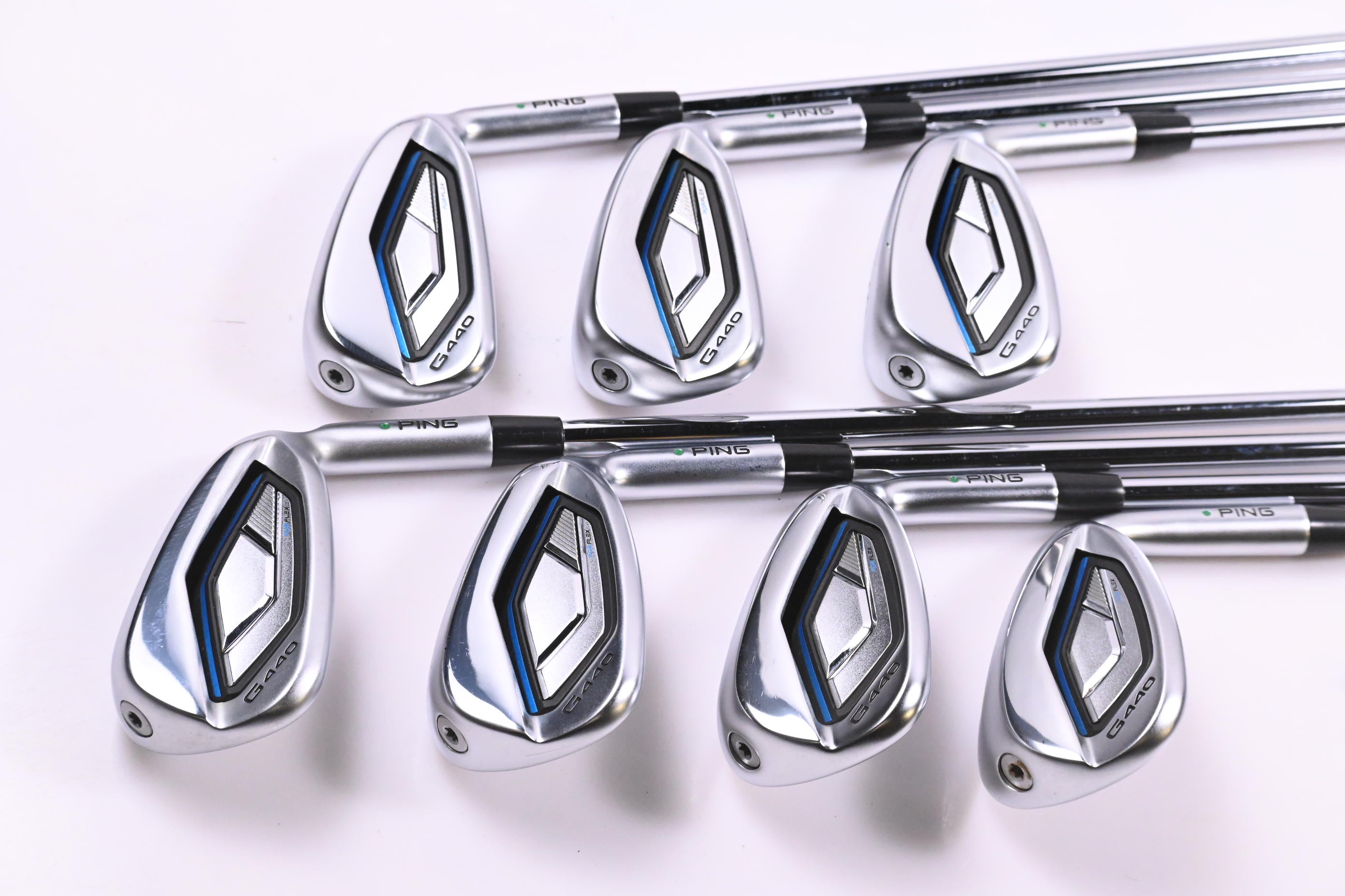 Ping G440 Irons / 6-PW+GW+56° / Green Dot / Regular Flex Ping AWT 3.0 Shafts