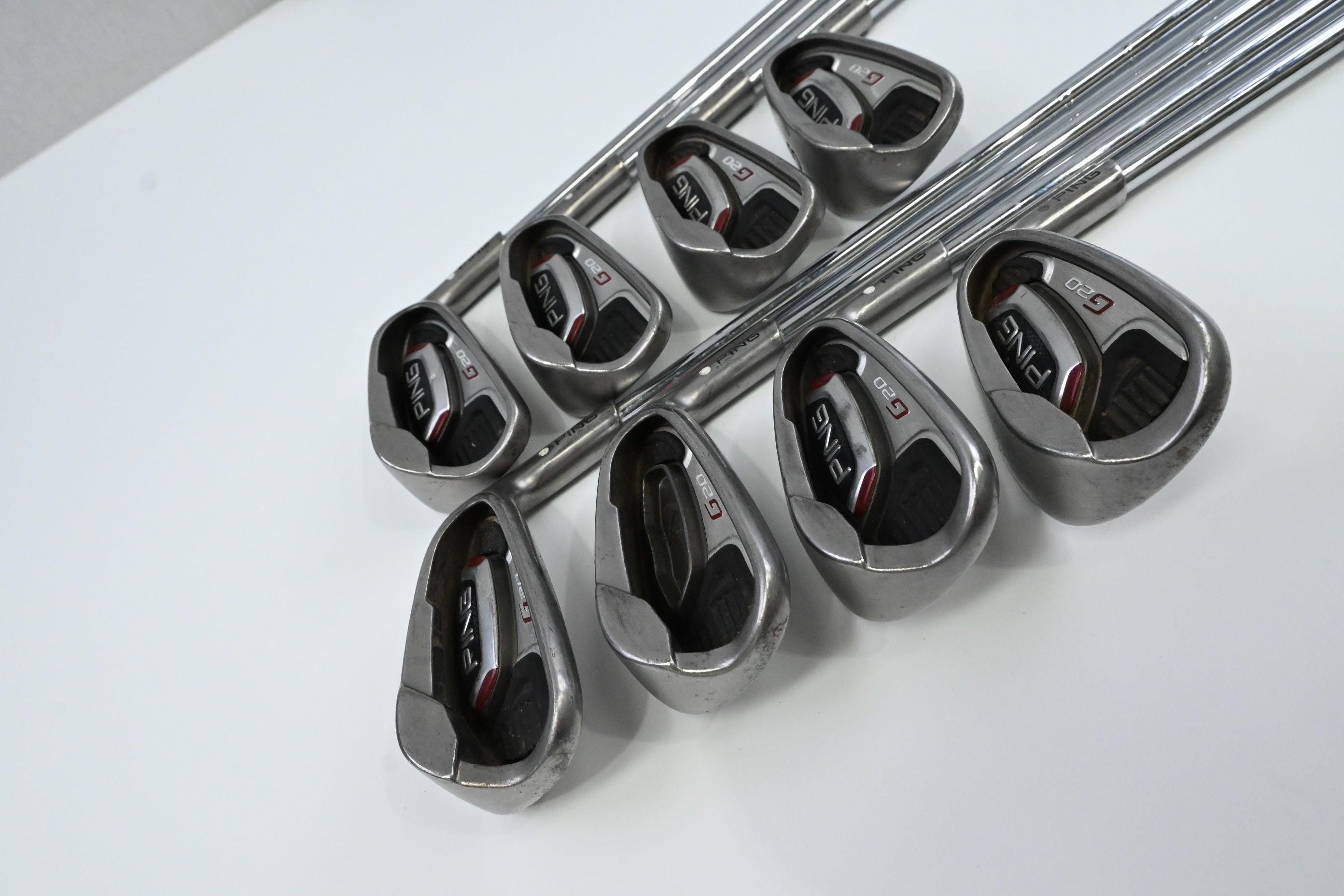 Ping G20 Irons / 5-PW+UW+SW / White Dot / Regular Flex Ping CFS Shafts