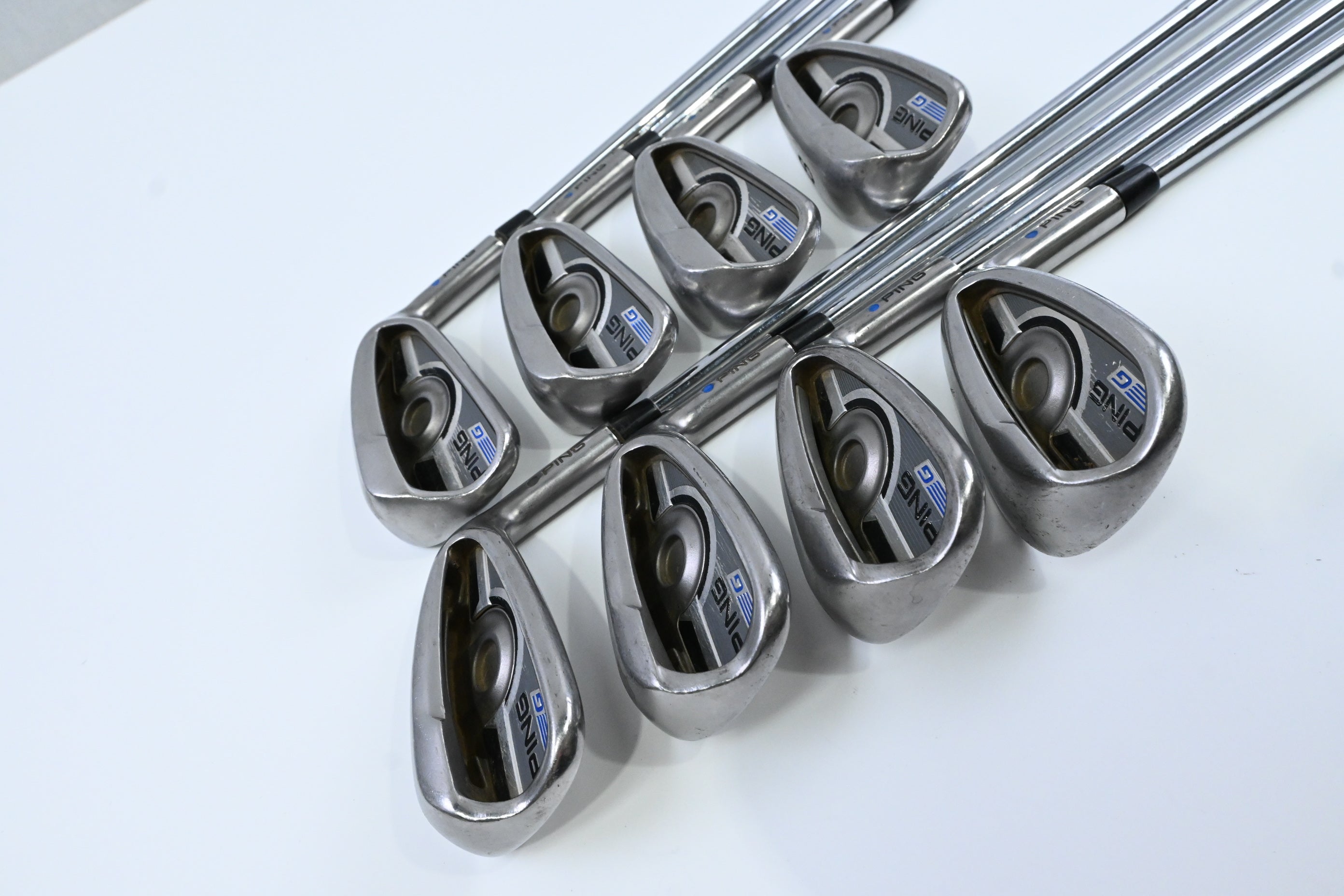 Ping G Series Irons / 5-PW+UW+SW / Blue Dot / Regular Flex Ping AWT 2.0 Shafts