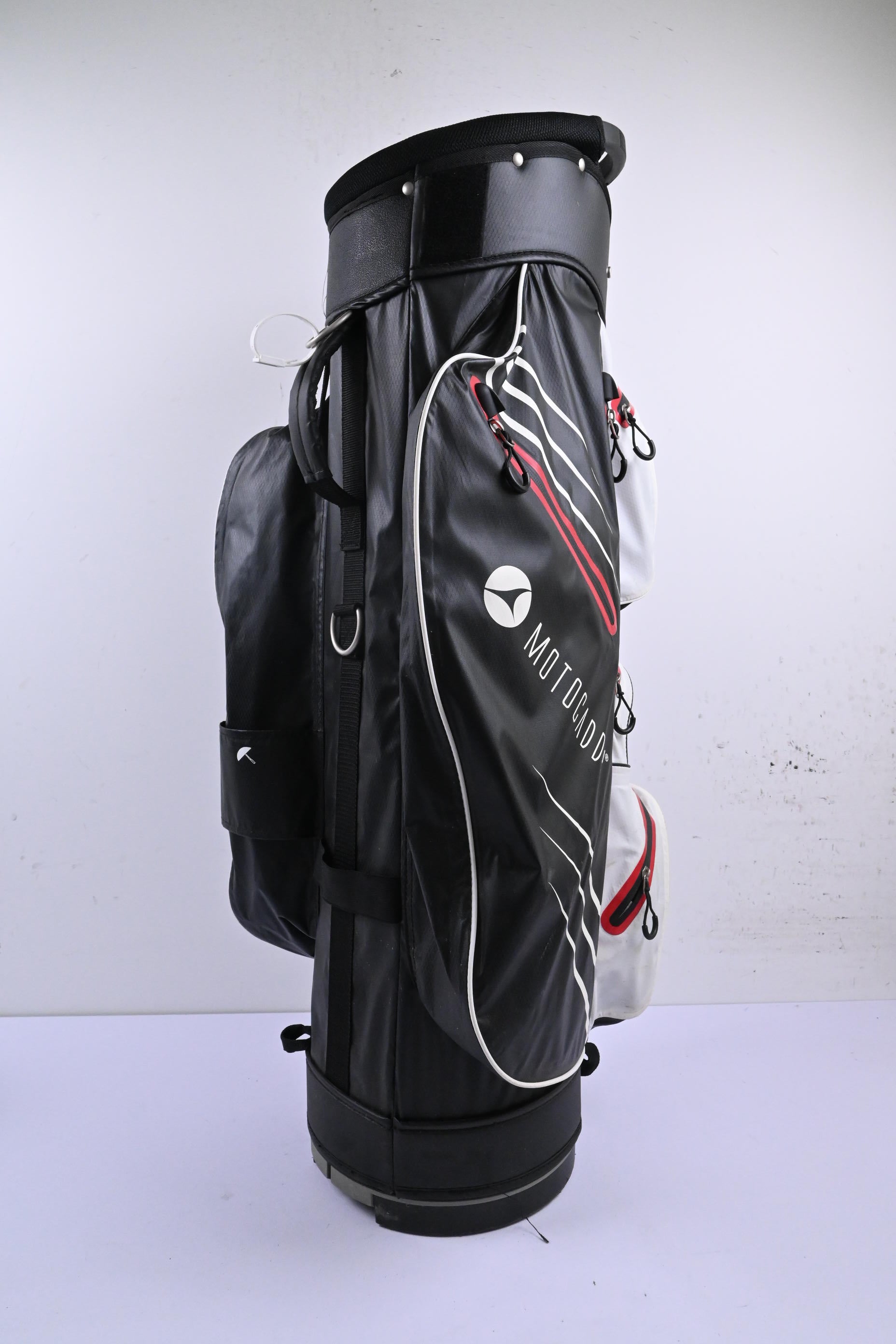 Motocaddy Dry Series Cart Bag / 14-Way Divider / Black, White & Red