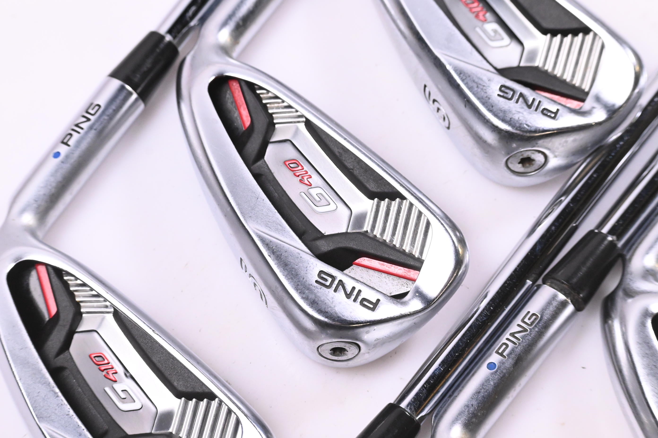 Ping G410 Irons / 4-PW / Blue Dot / Regular Flex Ping AWT 2.0 Shafts
