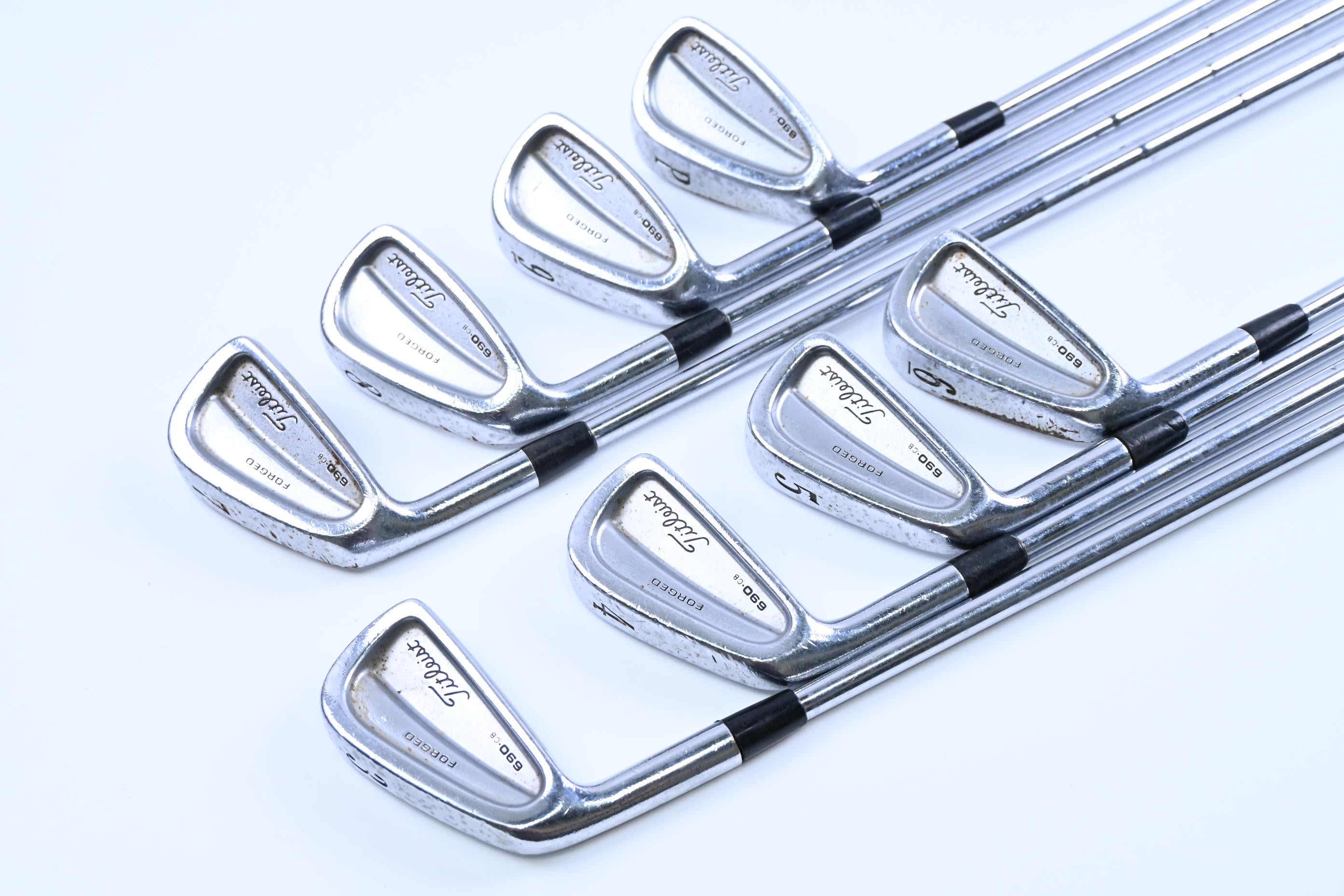 Left Hand Titleist 690.CB Irons / 3-PW / Stiff Flex Dynamic Gold S300 Shafts