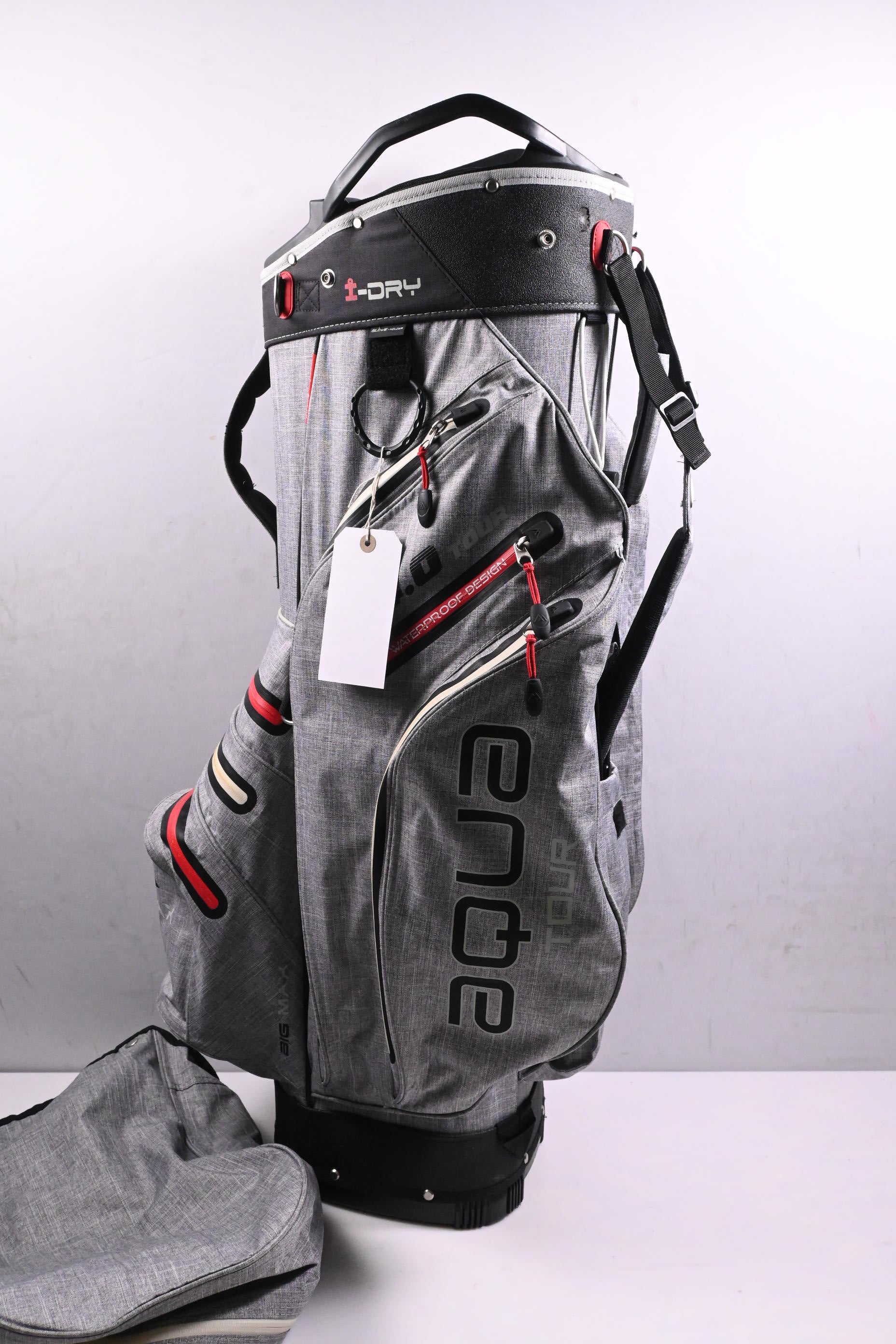 Big Max Aqua I-DRY Cart Bag / 15-Way Divider / Grey, Black & Red