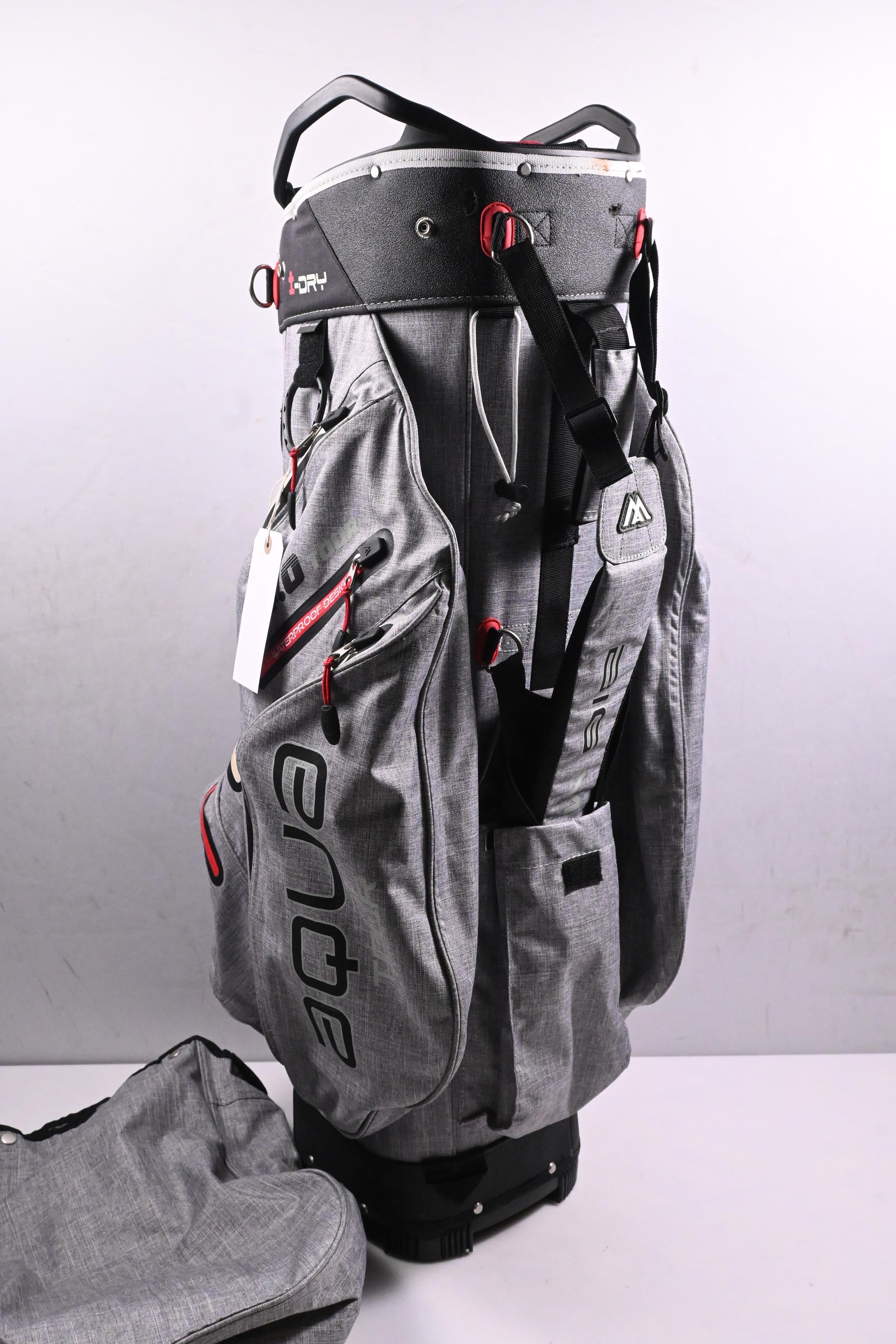 Big Max Aqua I-DRY Cart Bag / 15-Way Divider / Grey, Black & Red