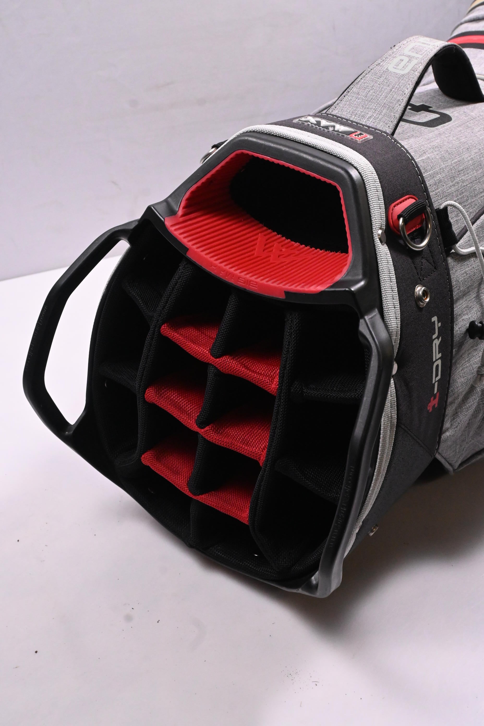 Big Max Aqua I-DRY Cart Bag / 15-Way Divider / Grey, Black & Red