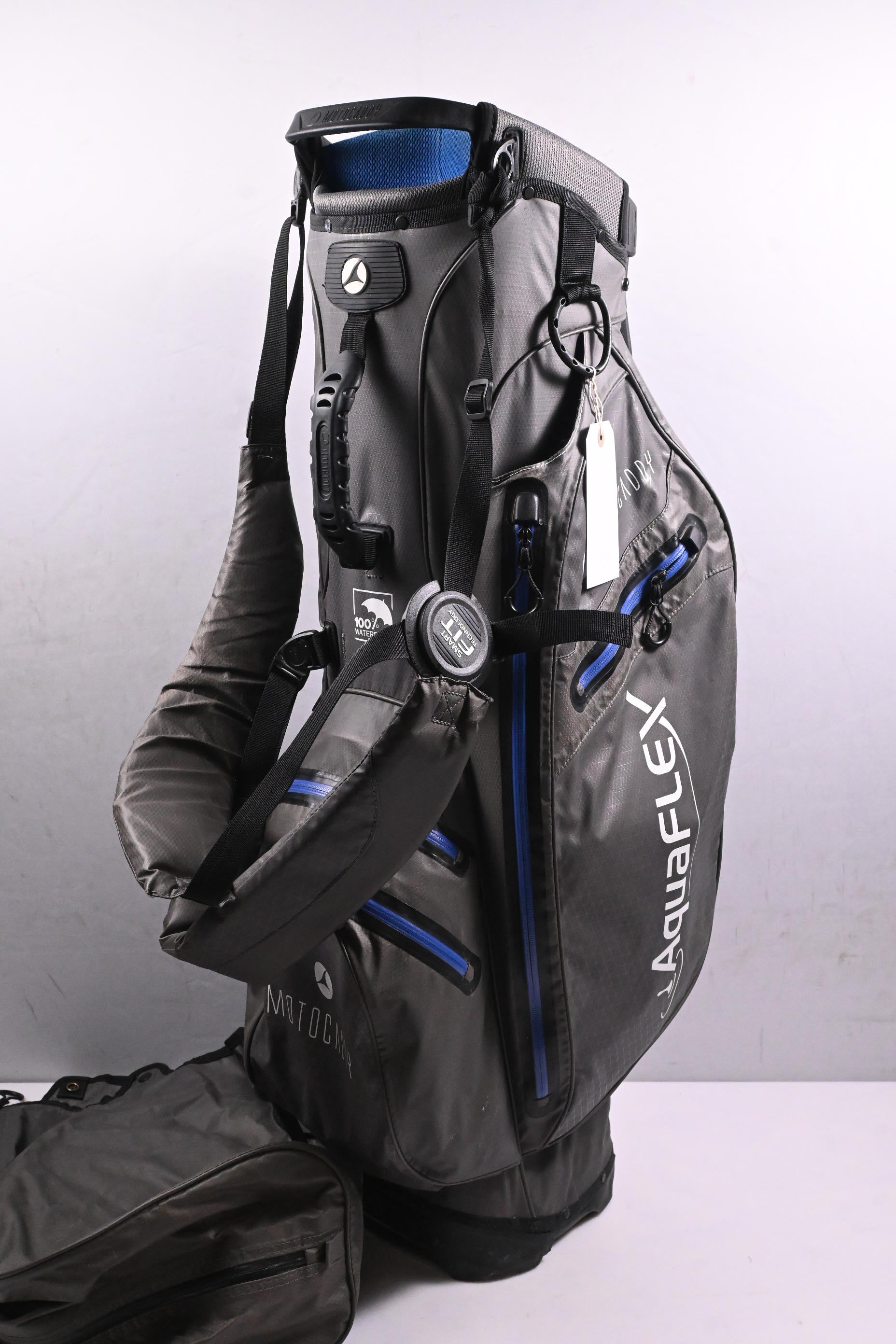 Motocaddy AquaFlex Waterproof Stand Bag / 5-Way Divider / Grey, Blue & Black