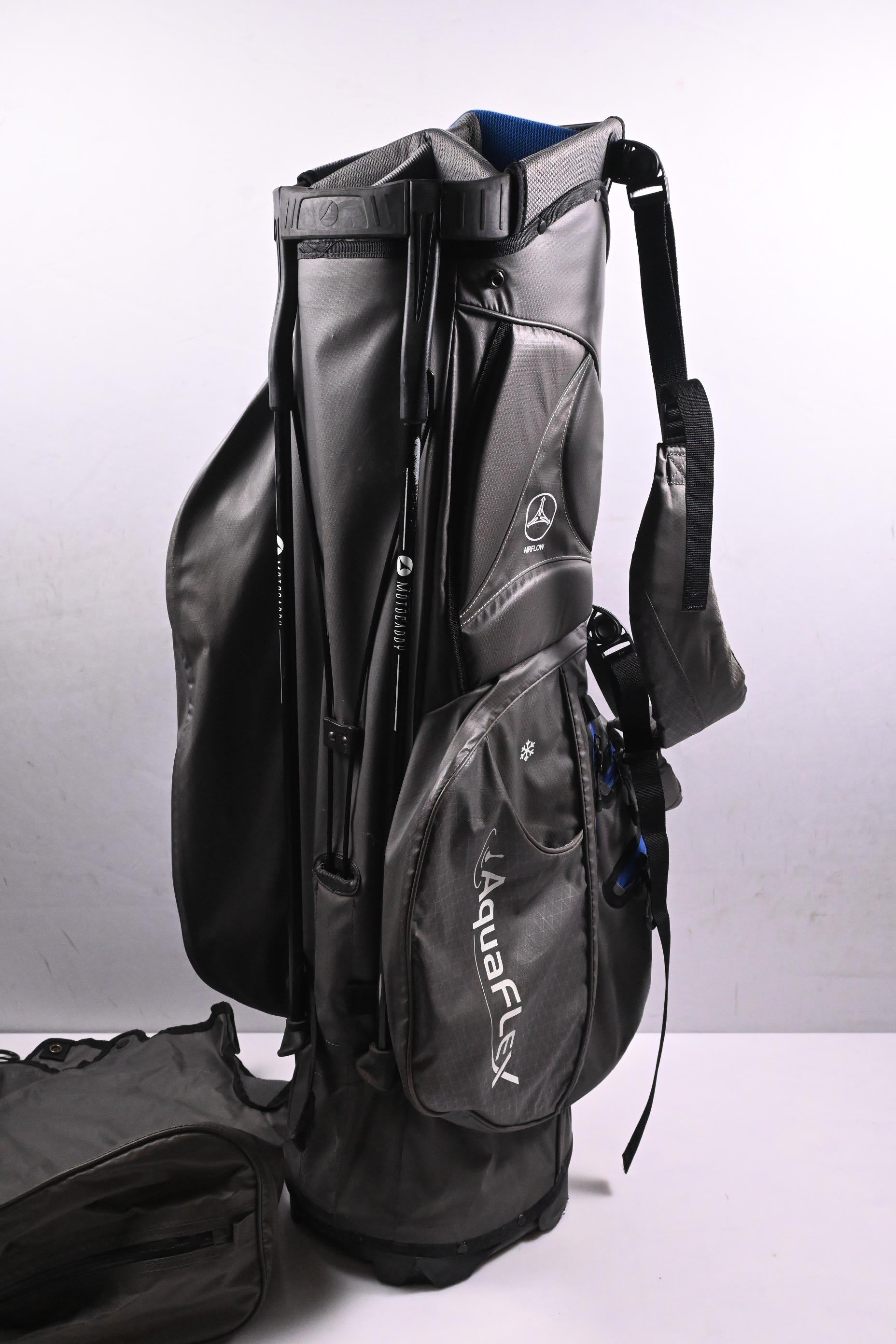 Motocaddy AquaFlex Waterproof Stand Bag / 5-Way Divider / Grey, Blue & Black