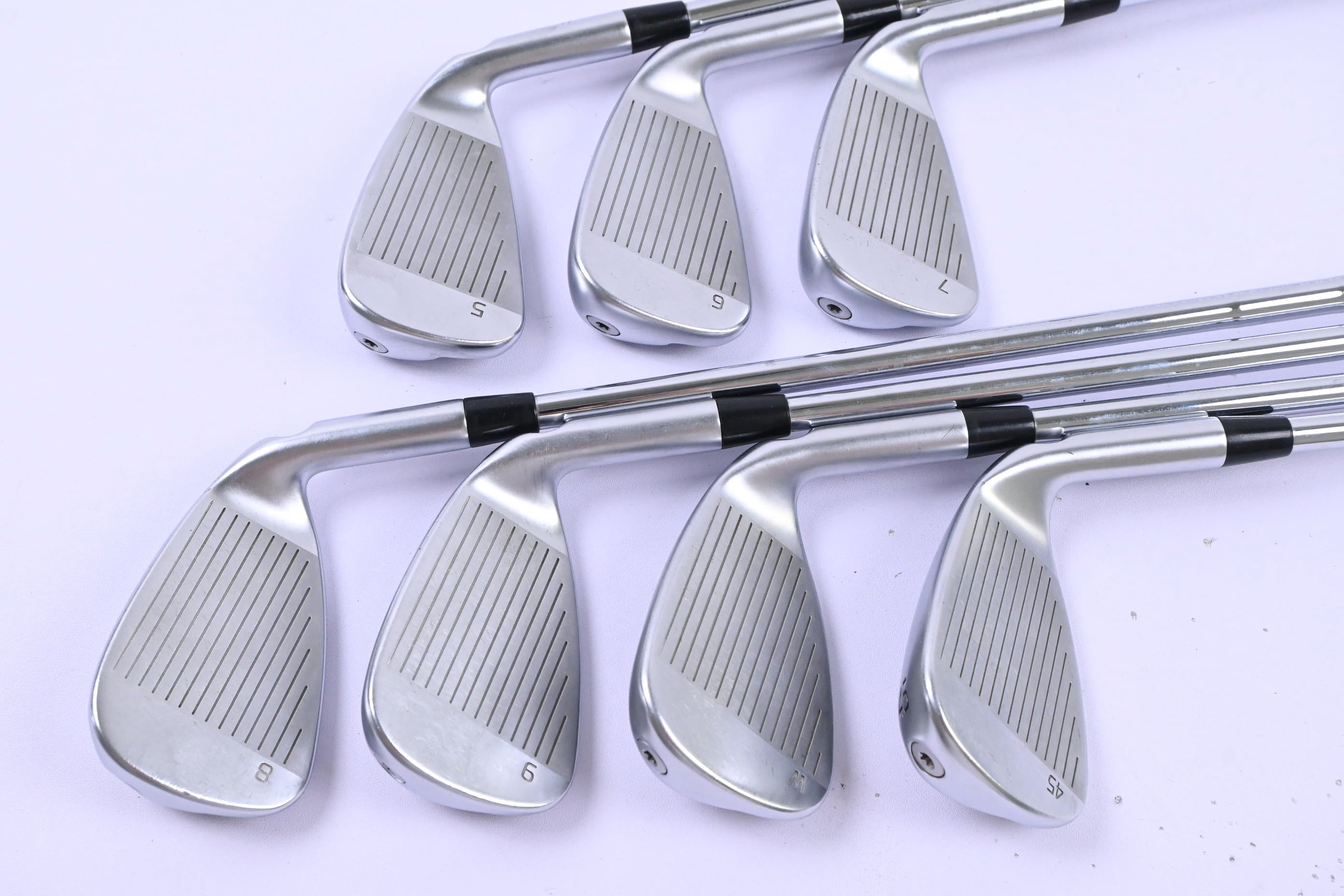 Left Hand Ping G430 Irons / 5-PW+GW / Green Dot / Stiff Flex Ping AWT 2.0 Shafts