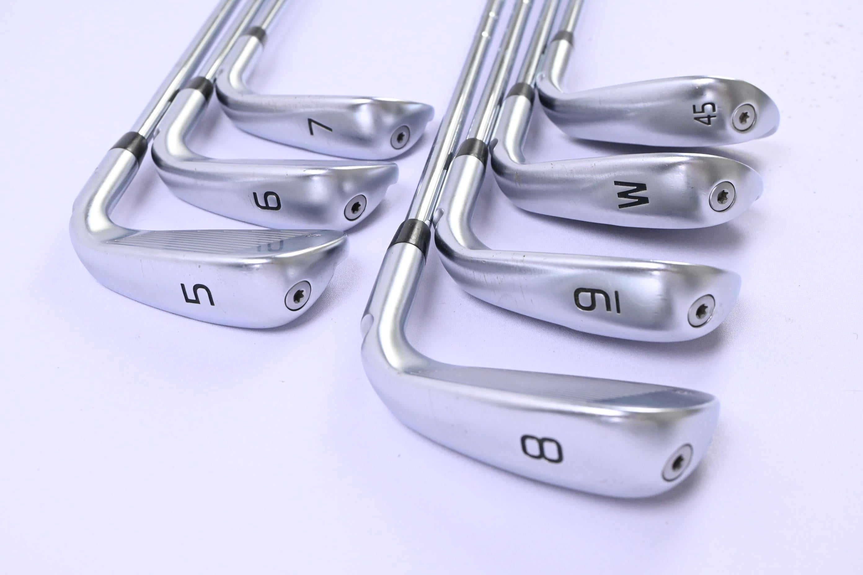 Left Hand Ping G430 Irons / 5-PW+GW / Green Dot / Stiff Flex Ping AWT 2.0 Shafts