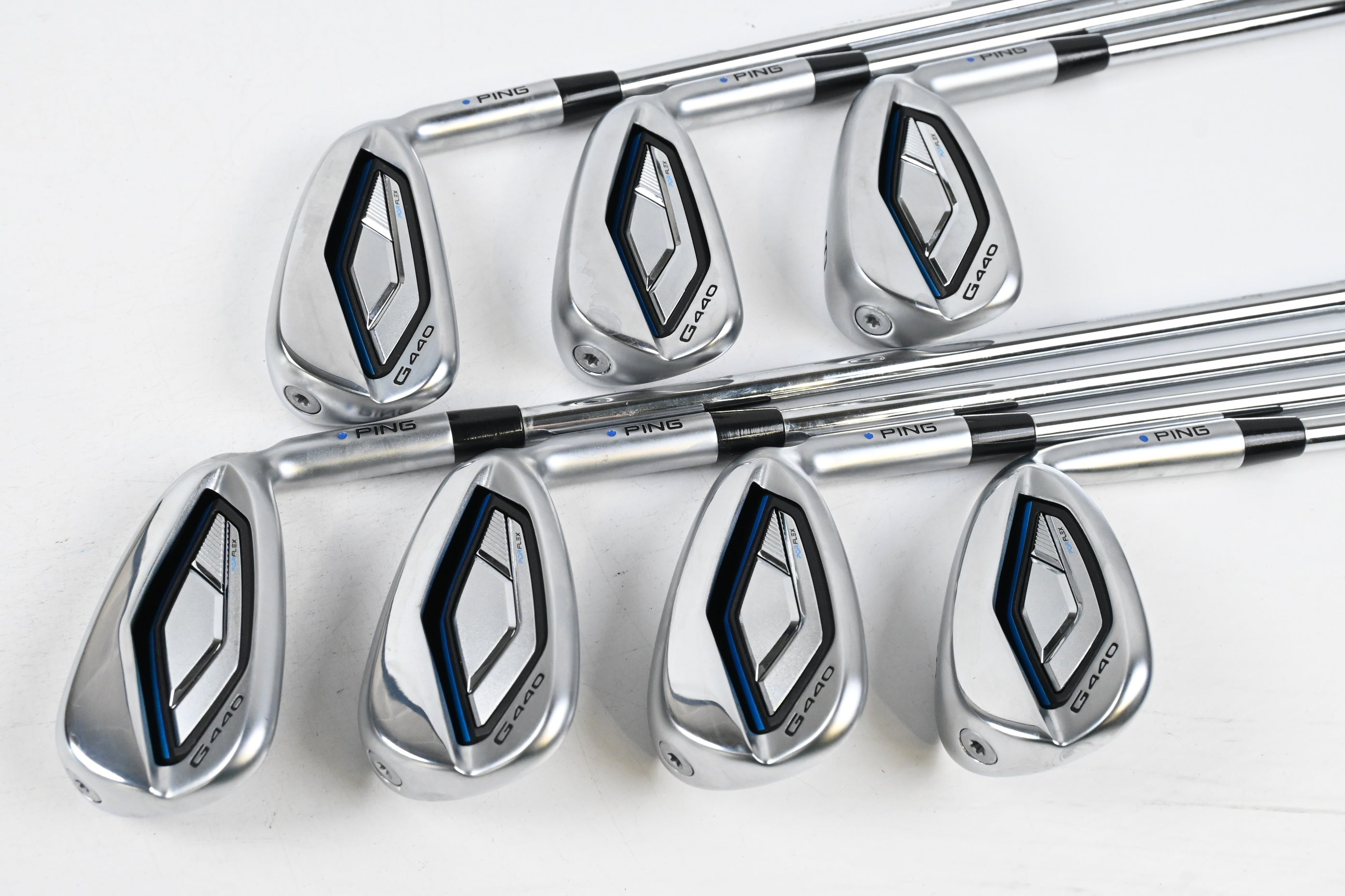 Ping G440 Irons / 6-PW+GW+SW / Blue Dot / Regular Flex Ping AWT 3.0 Shafts