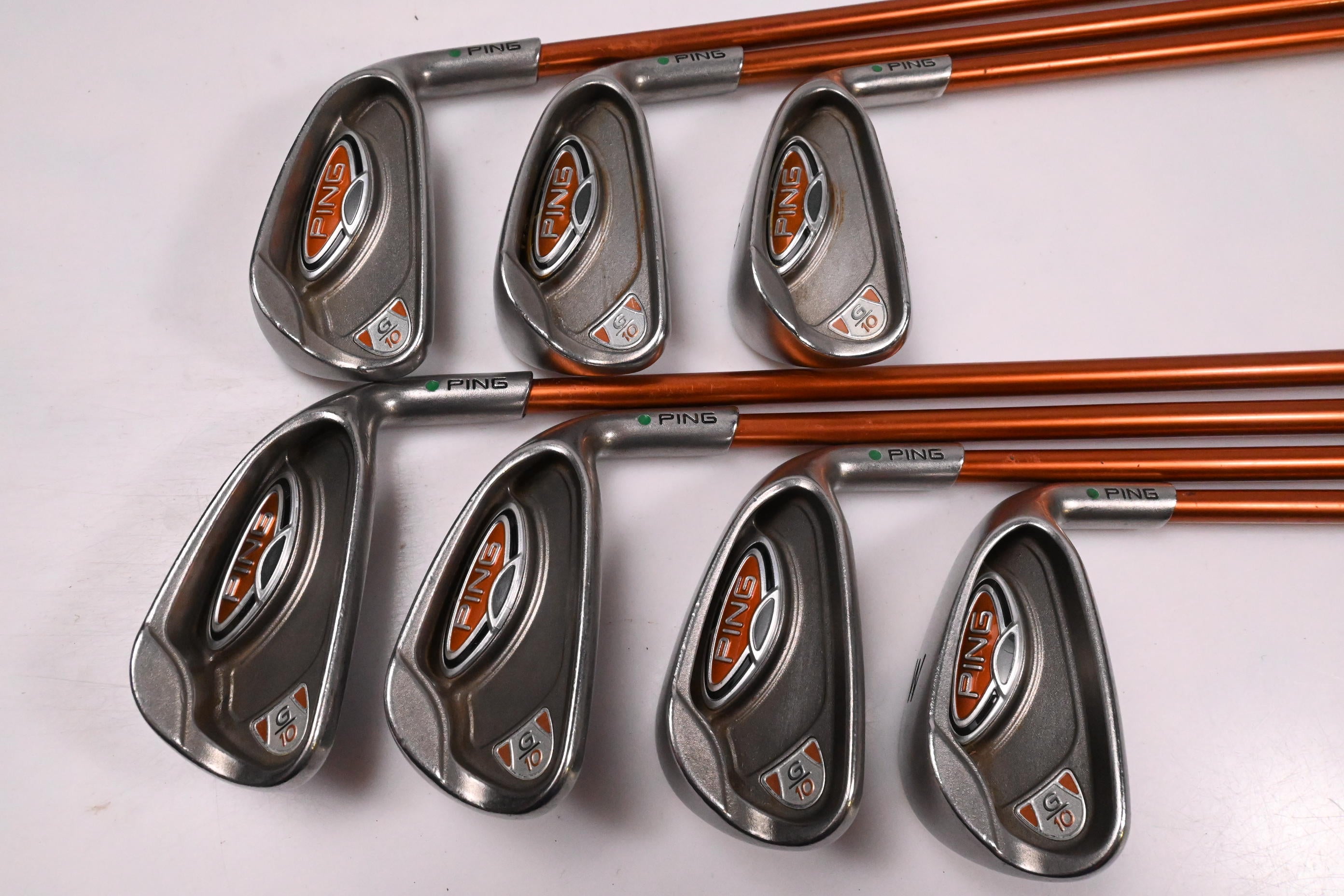 Ping G10 Irons / 4-PW / Green Dot / Regular Flex Ping TFC 129 Shafts