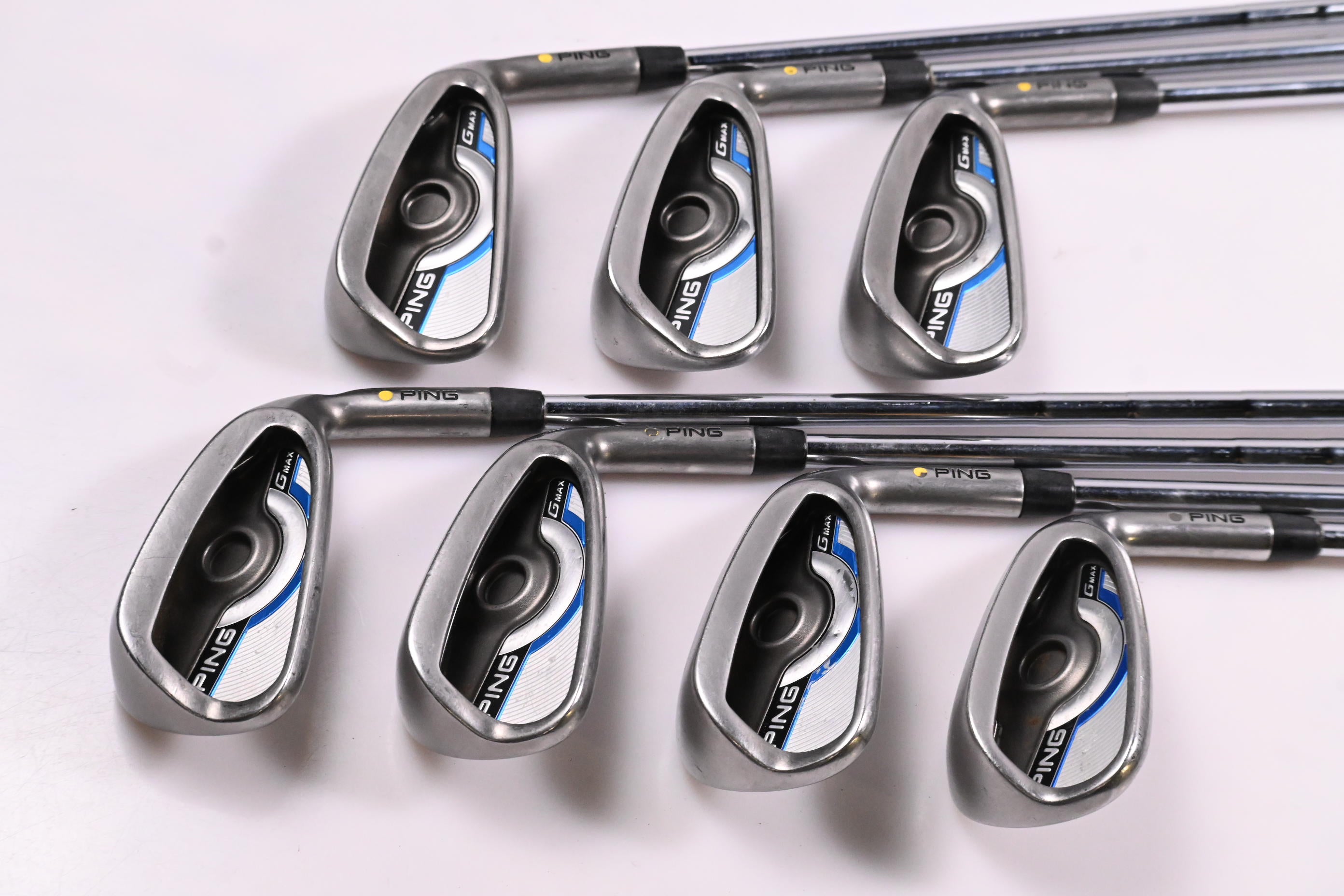 Ping GMax Irons / 4-PW / Yellow Dot / Stiff Flex Ping CFS Distance Shafts