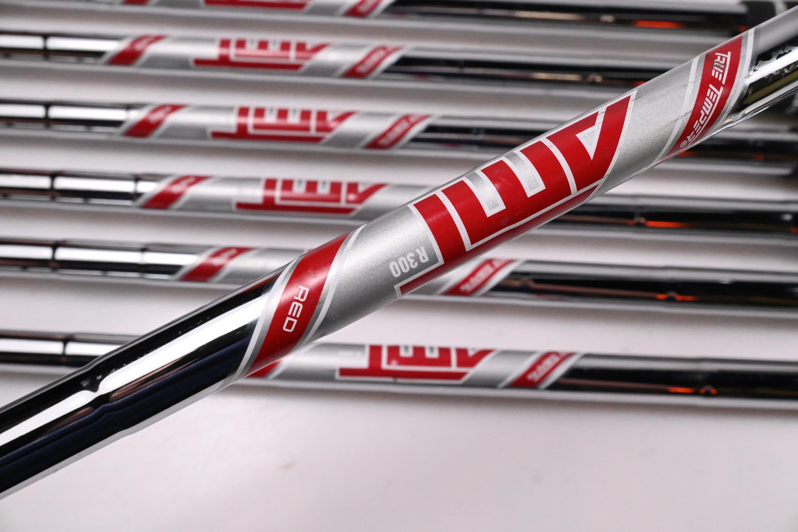 Left Hand Titleist T350 Irons / 5-PW+48° / Regular Flex AMT Red R300 Shafts