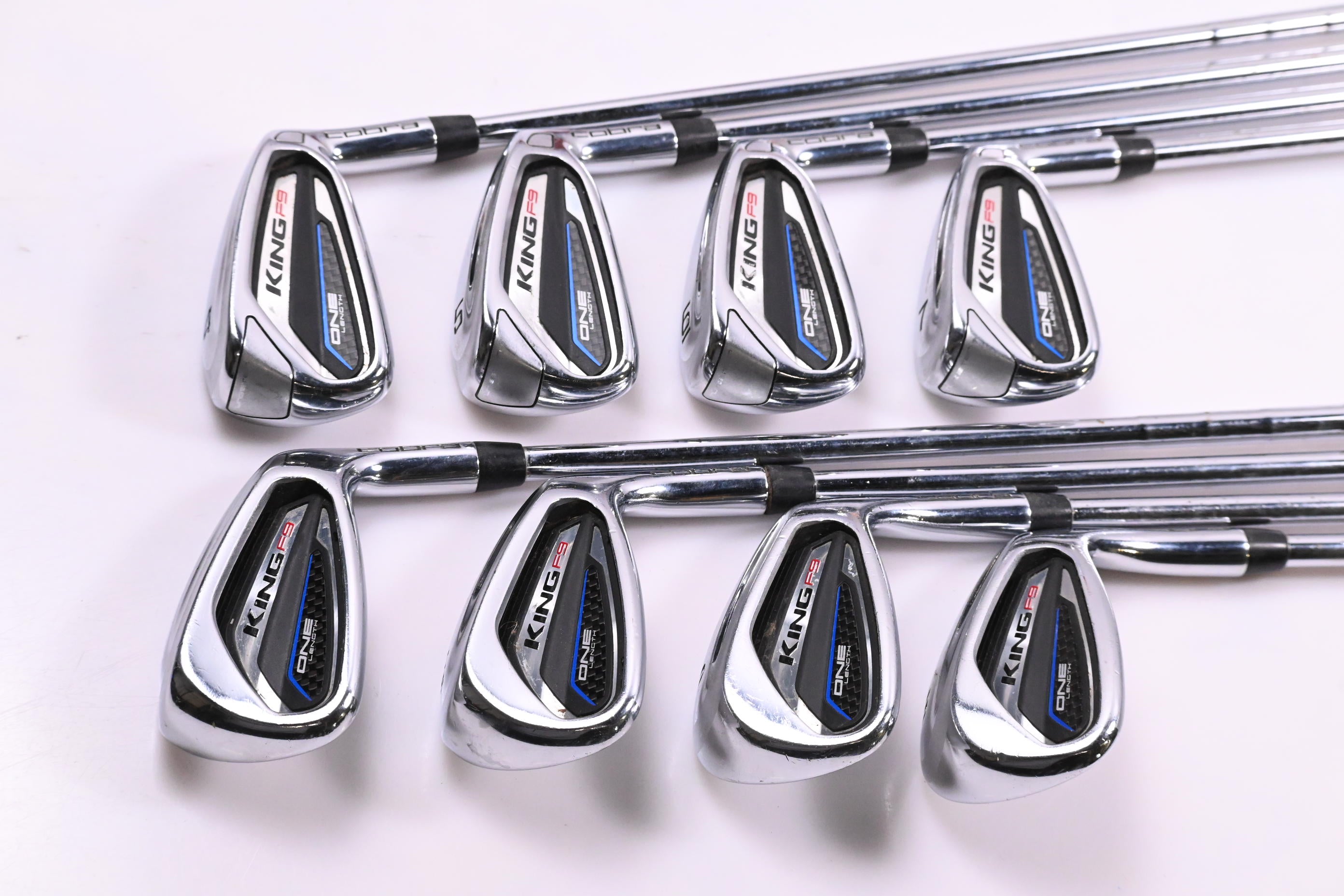 Cobra King F9 One Length Irons / 4-PW+GW / Regular Flex KBS Tour 80-90 Shafts