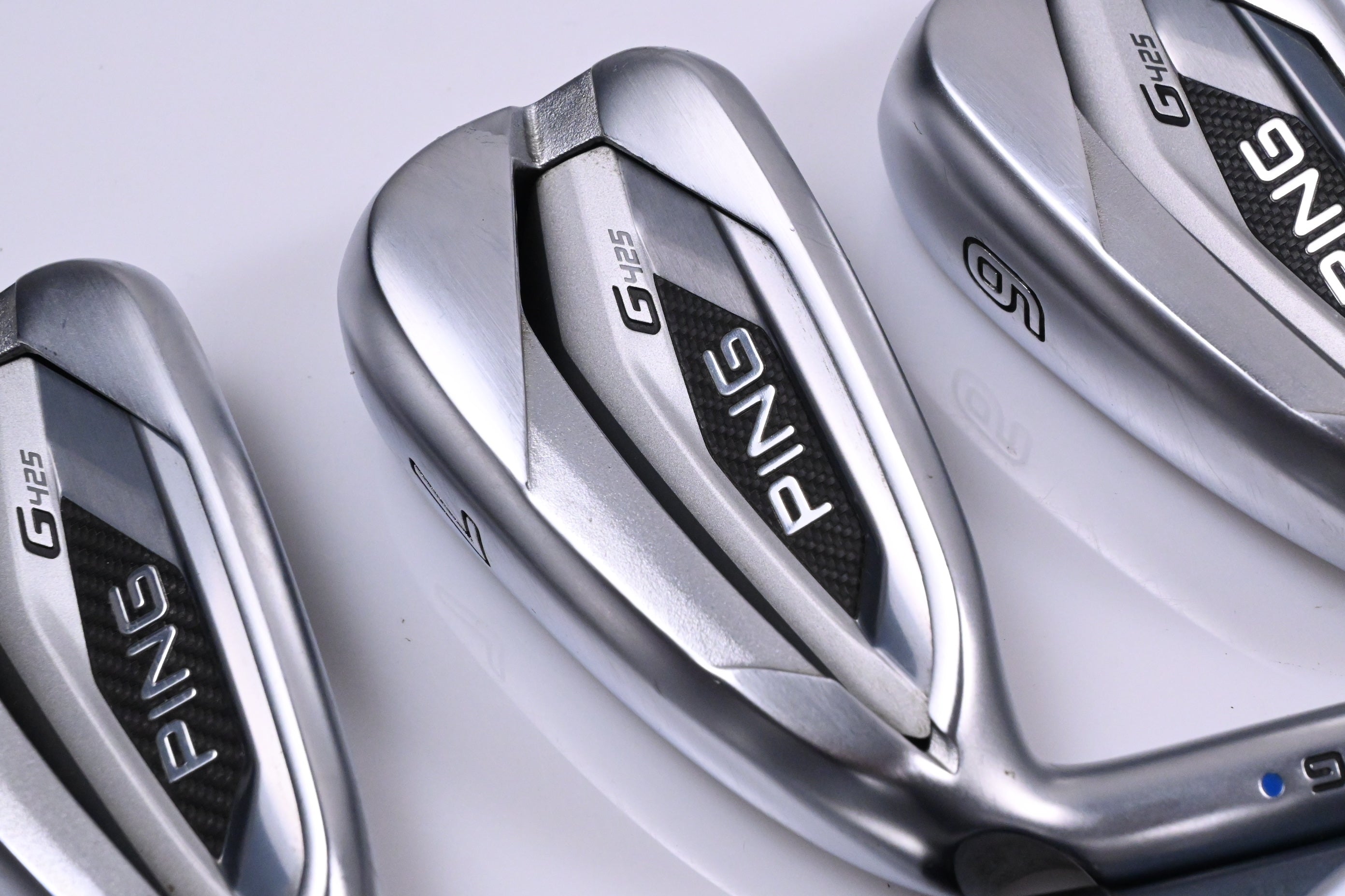 Left Hand Ping G425 Irons / 5-PW+SW / Blue Dot / Stiff Flex Ping ALTA CB Slate