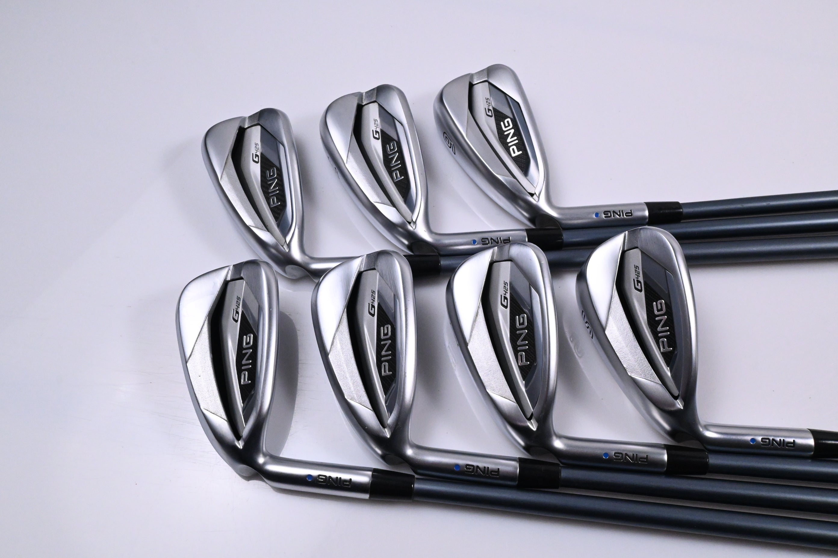 Left Hand Ping G425 Irons / 5-PW+SW / Blue Dot / Stiff Flex Ping ALTA CB Slate