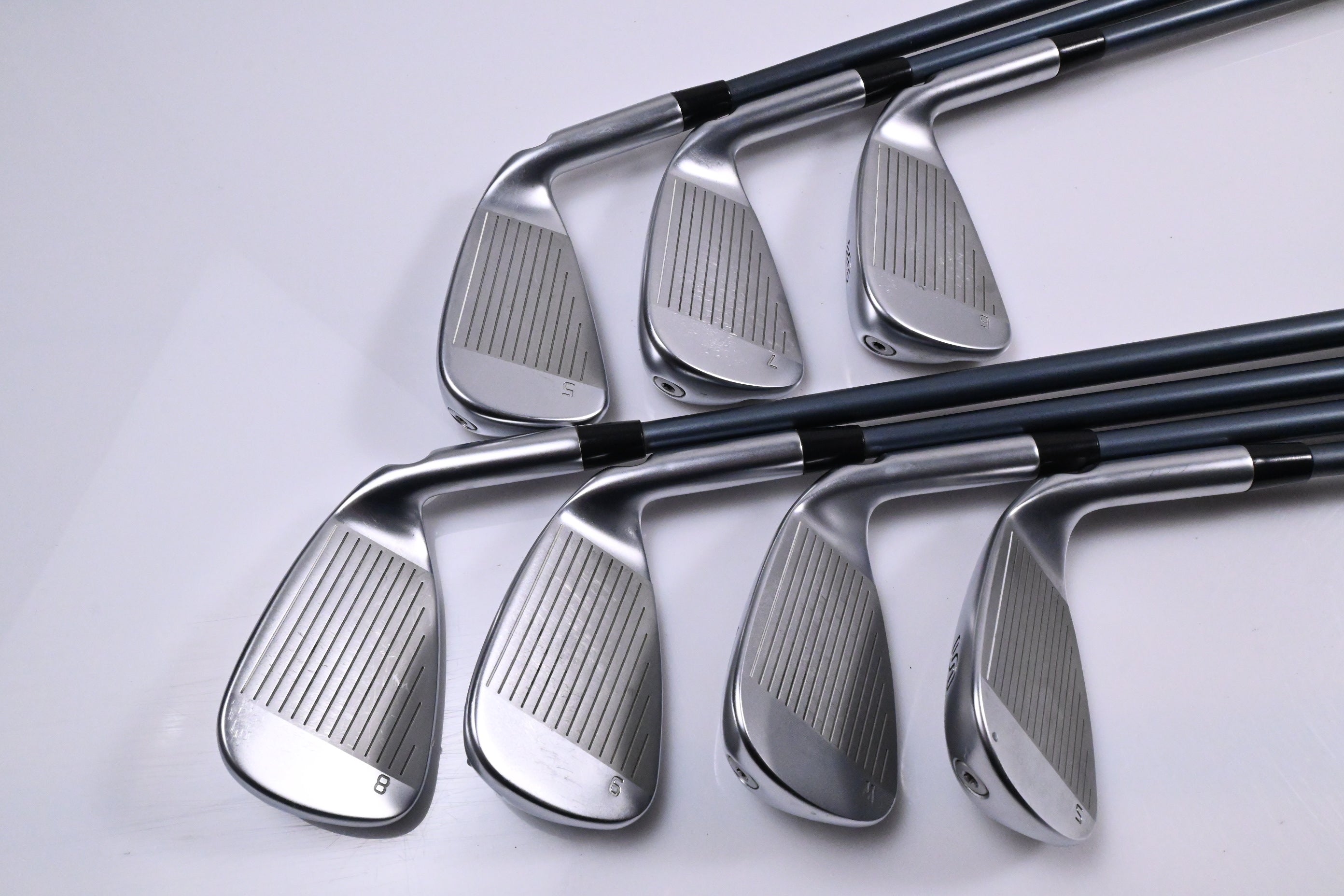 Left Hand Ping G425 Irons / 5-PW+SW / Blue Dot / Stiff Flex Ping ALTA CB Slate