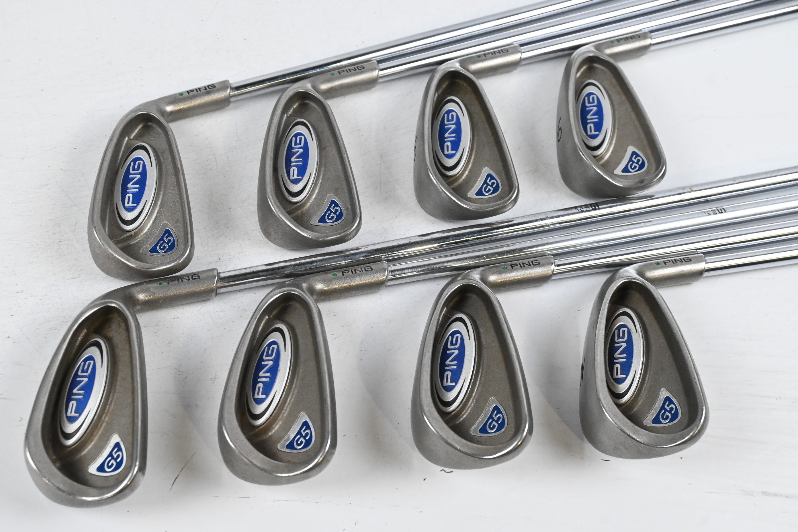 Ping G5 Irons / 3-PW / Green Dot / Regular Flex Ping AWT Shafts