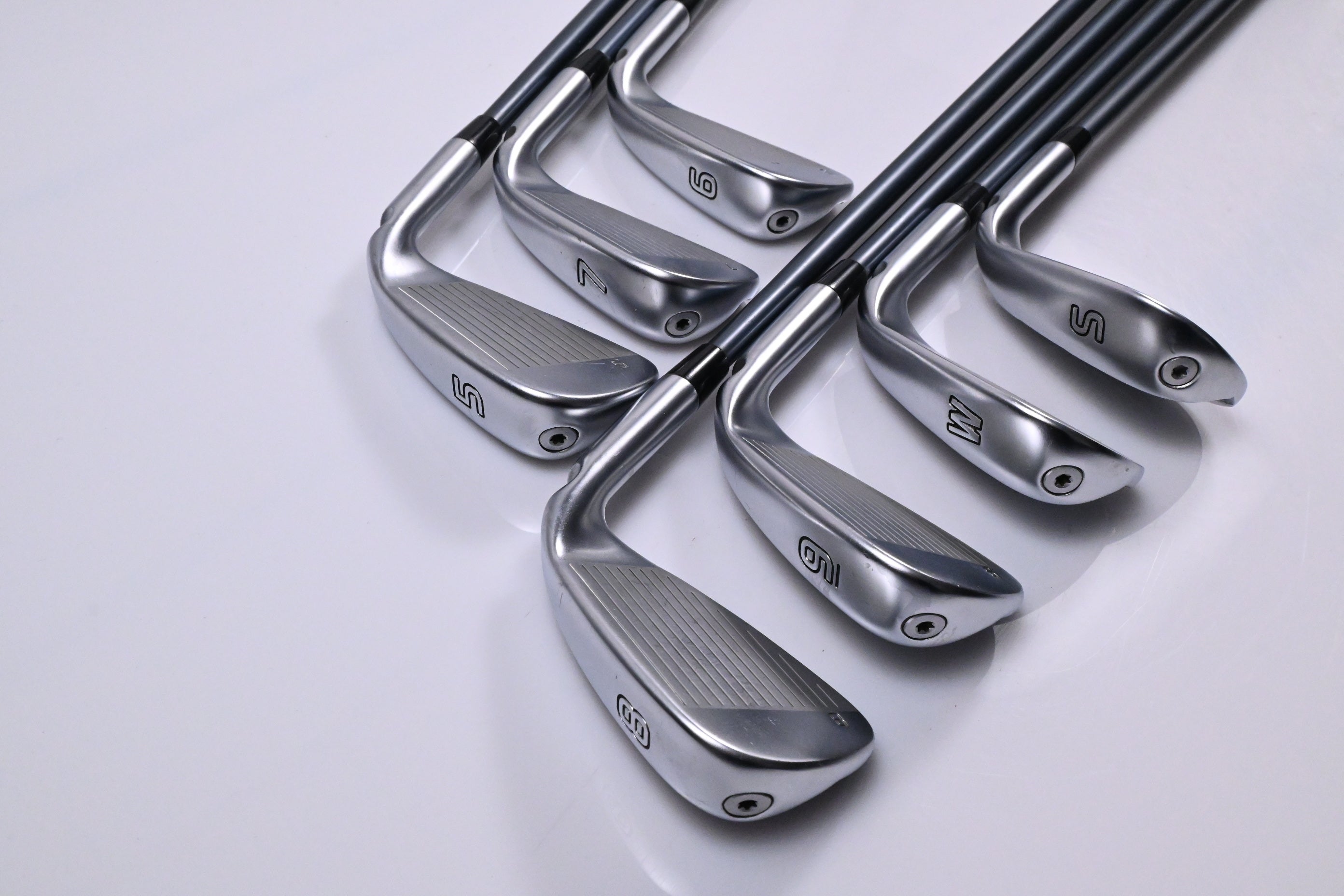 Left Hand Ping G425 Irons / 5-PW+SW / Blue Dot / Stiff Flex Ping ALTA CB Slate