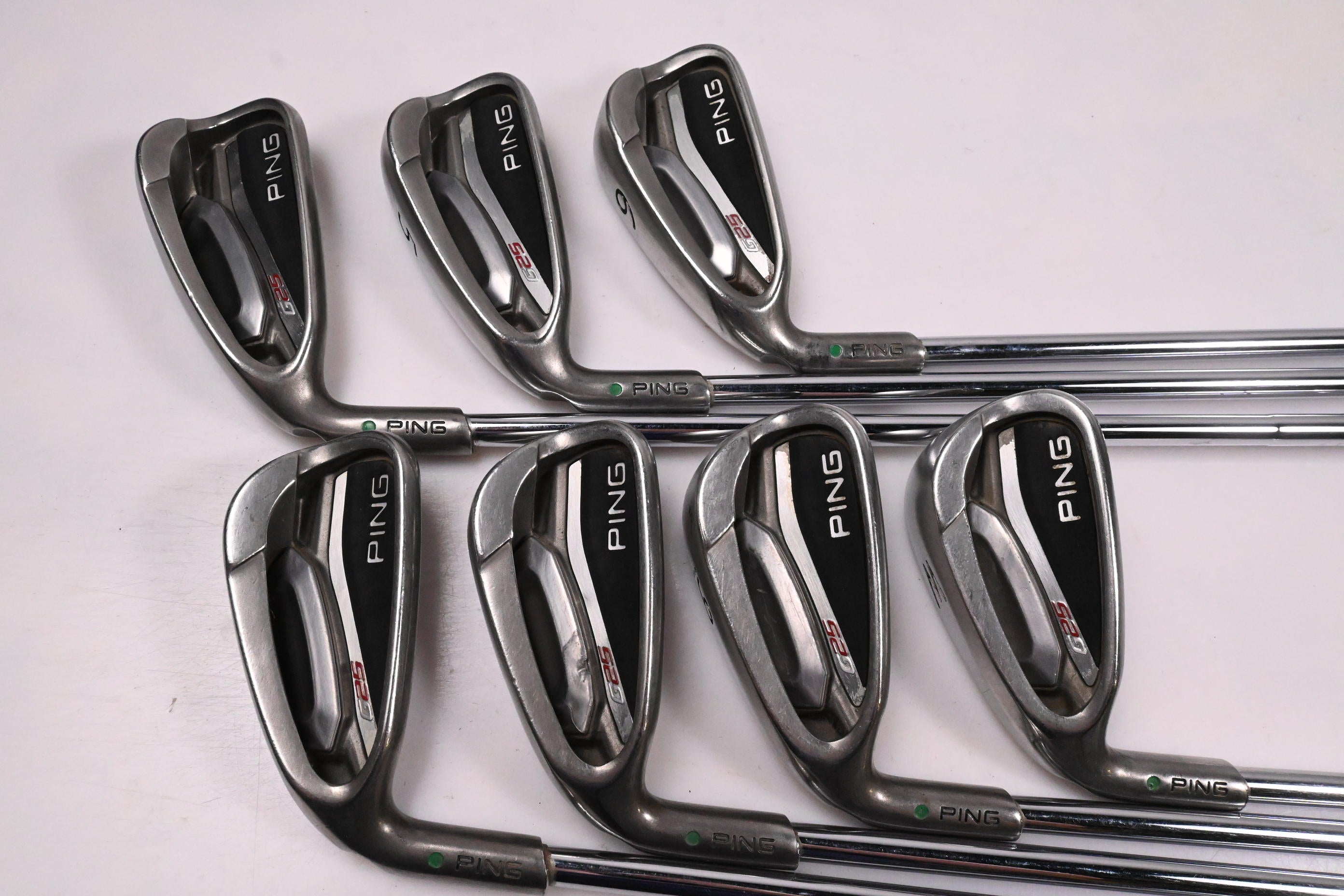 Left Hand Ping G25 Irons / 4-PW / Green Dot / Regular Flex Ping CFS Shafts