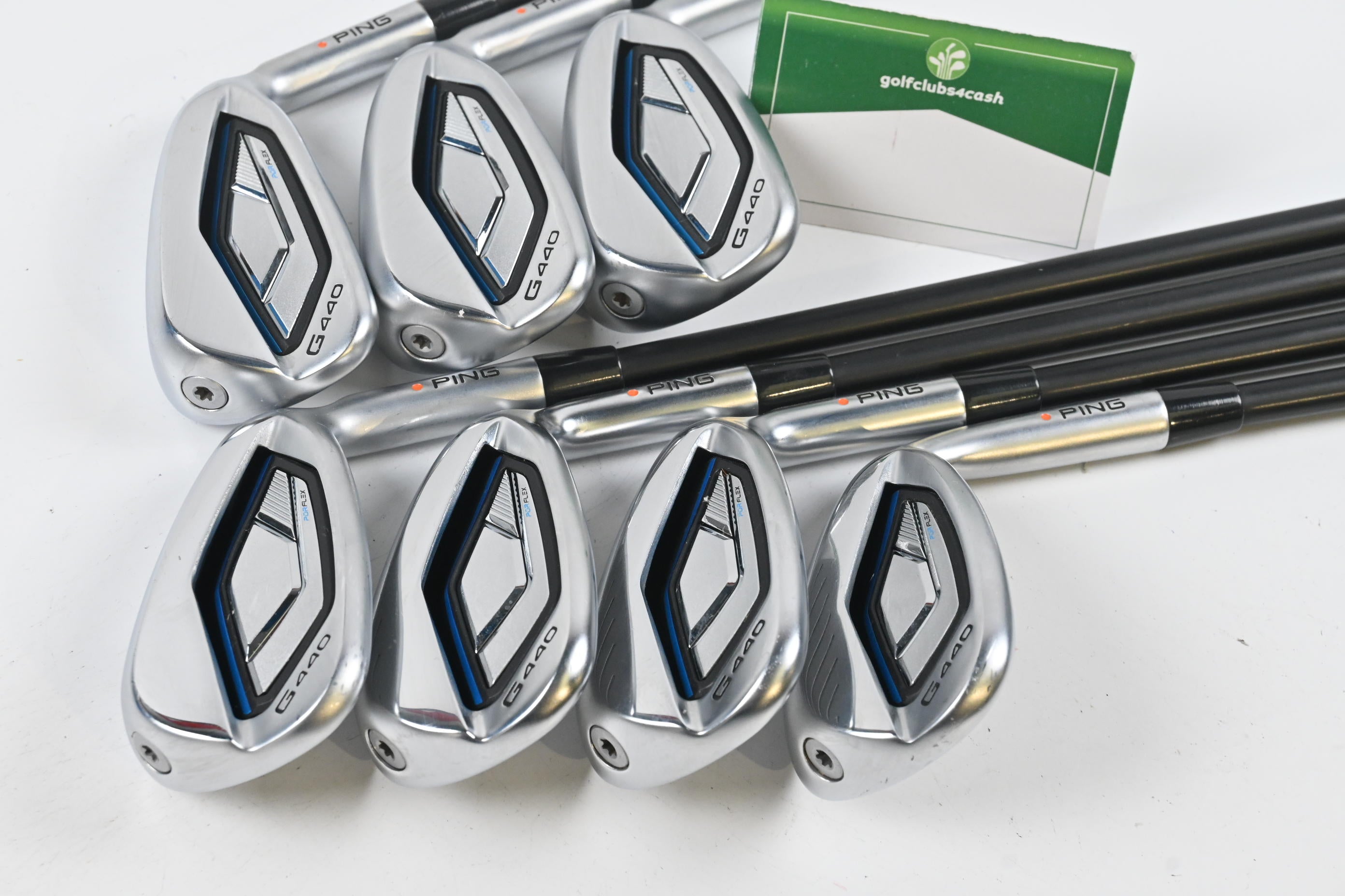 Ping G440 Irons / 7-PW+UW+GW+SW / Orange Dot / Stiff Flex Ping Alta CB Blue AWT