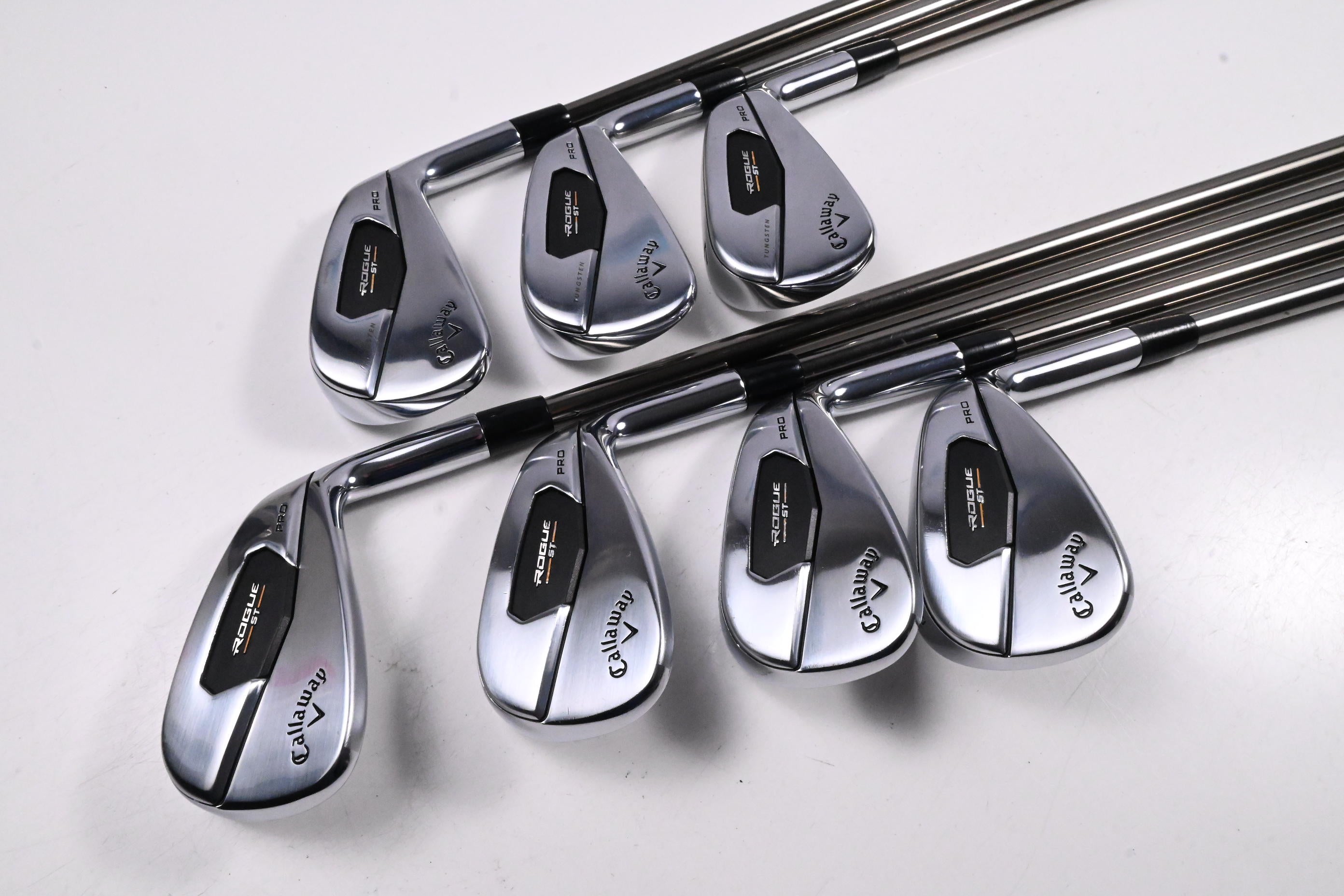 Callaway Rogue ST Pro Irons / 5-PW+AW / Stiff Flex UST Mamiya Recoil 110 Shafts