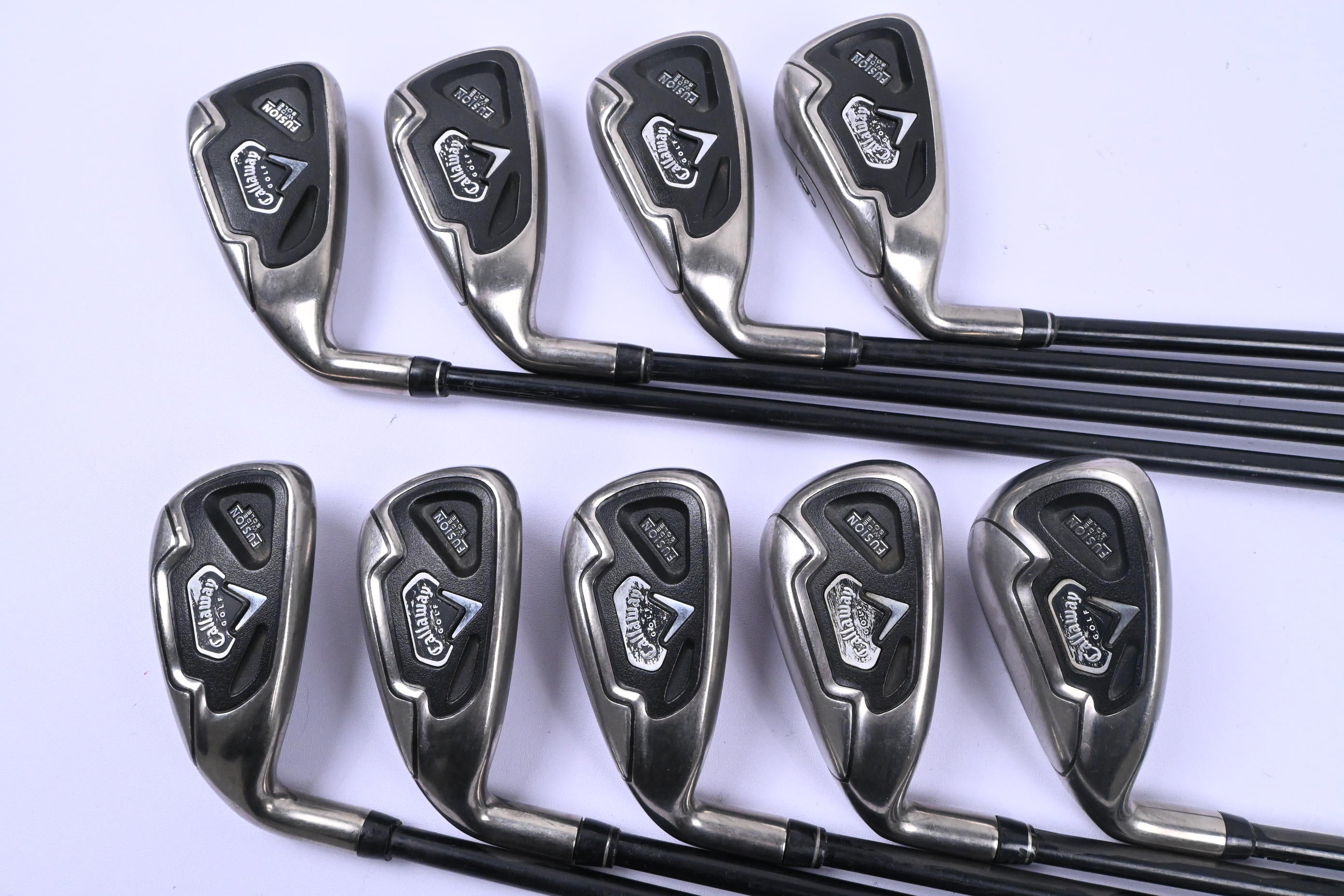 Left Hand Callaway Fusion Wide Sole Irons / 3-PW+SW / Regular Flex Callaway 75
