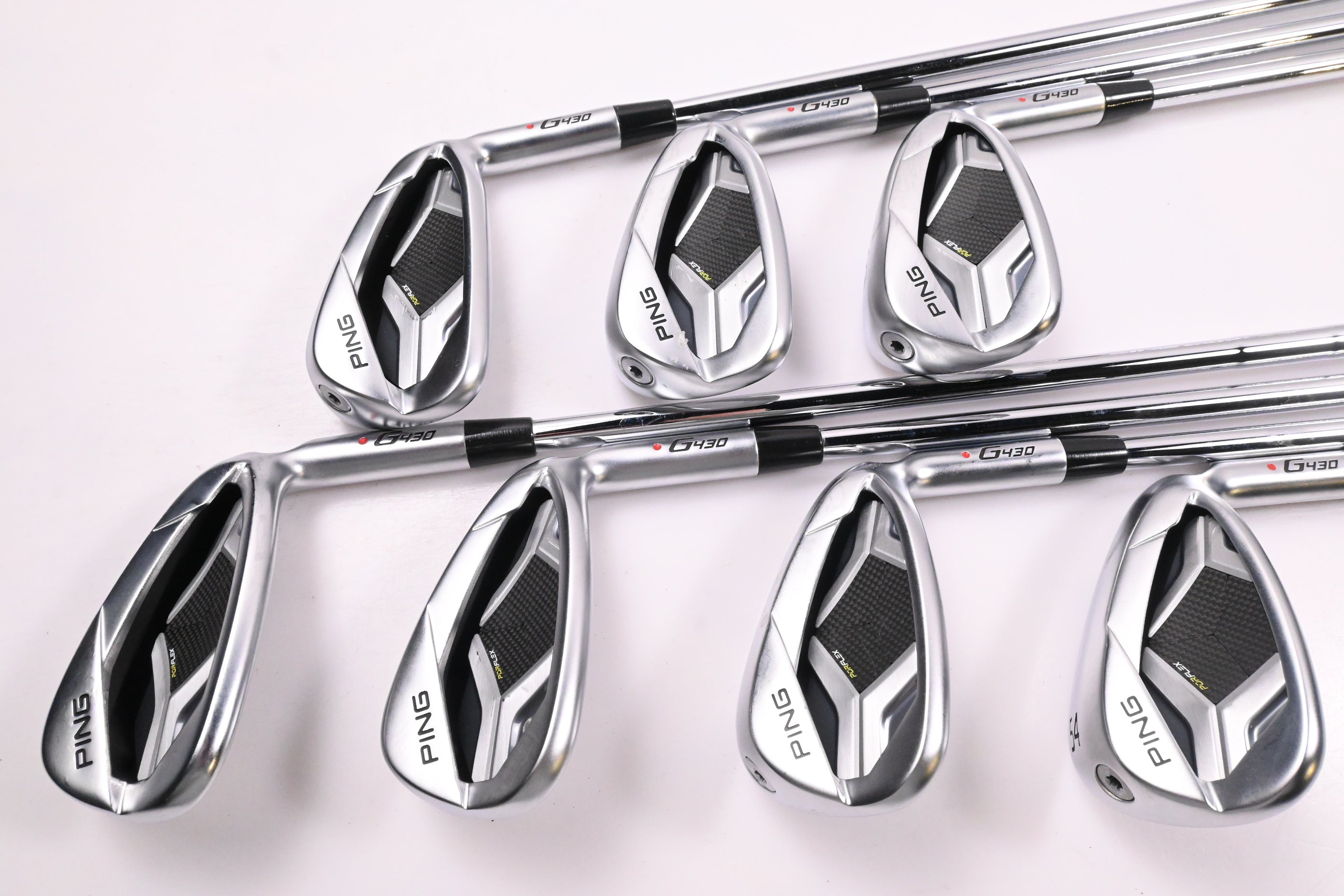 Ping G430 Irons / 7-PW+45°+50°+54° / Red Dot / Regular Flex Ping AWT 2.0 Shafts