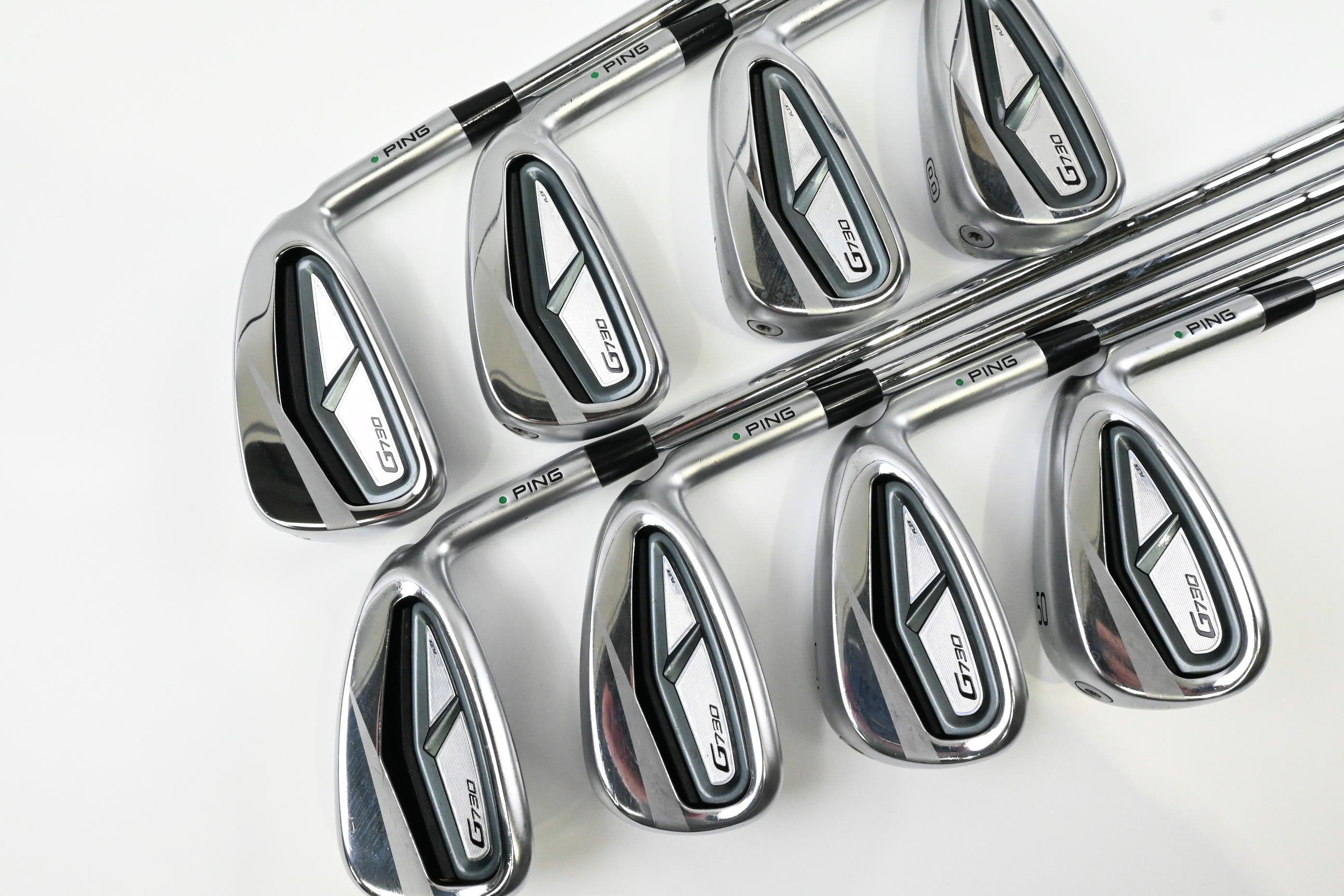 Ping G730 Irons / 5-PW+UW+50 / Green Dot / Stiff Flex N.S.PRO Modus3 Tour105