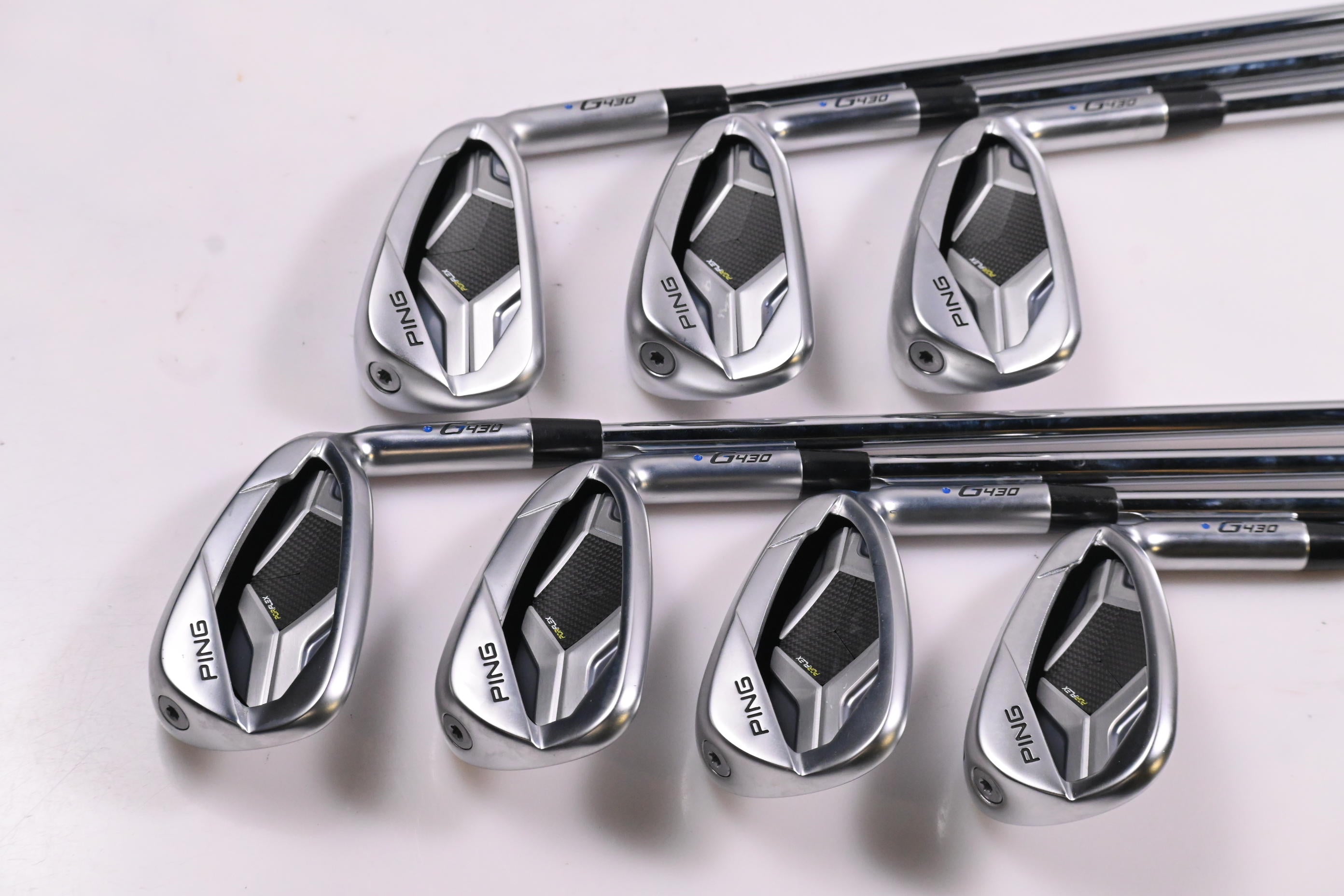 Ping G430 Irons / 5-PW+45° / Blue Dot / Regular Flex Ping AWT 2.0 Shafts