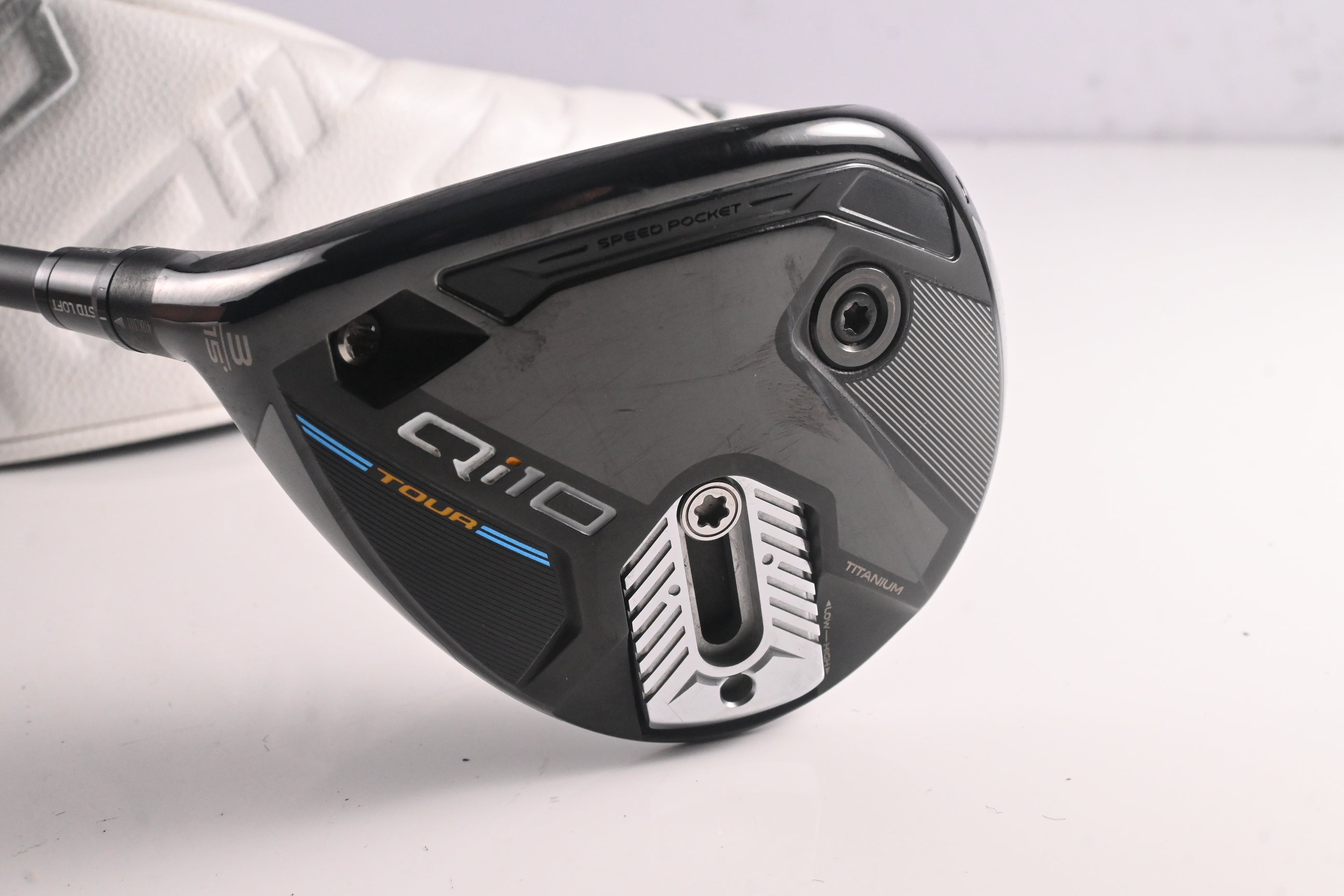 Left Hand Taylormade Qi10 Tour #3 Wood / 15 Degree / Stiff Flex Tensei AV Blue 75