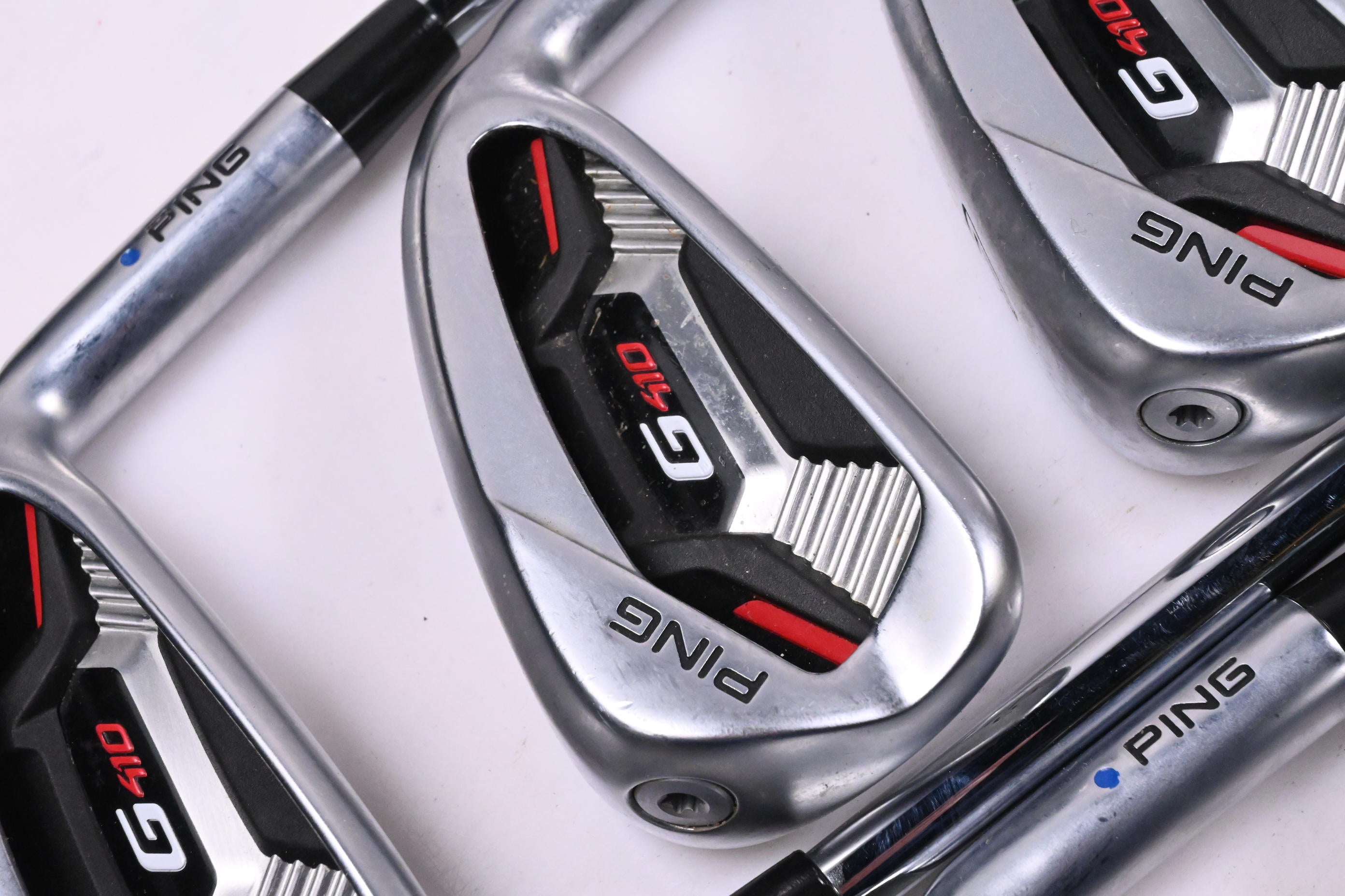 Ping G410 Irons / 5-PW+GW+SW / Blue Dot / Stiff Flex Ping AWT 2.0 Shafts
