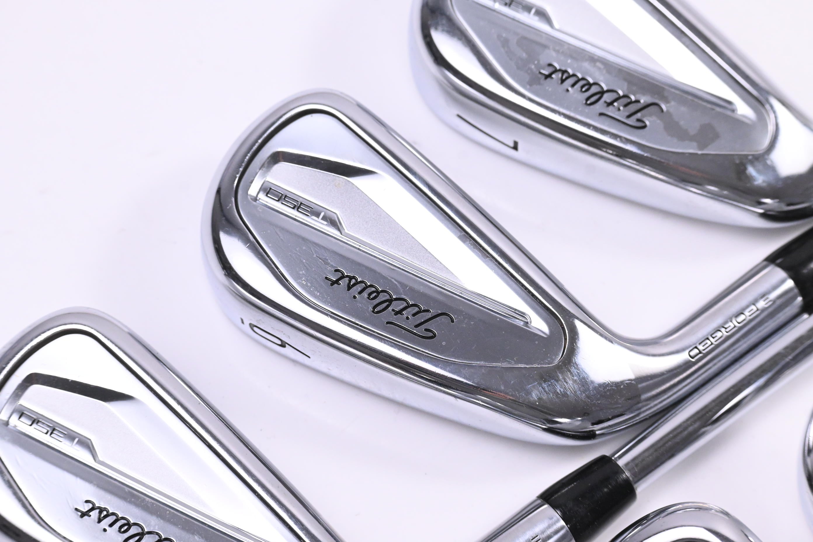 Left Hand Titleist T350 Irons / 5-PW+GW / Regular Flex True Temper AMT Red